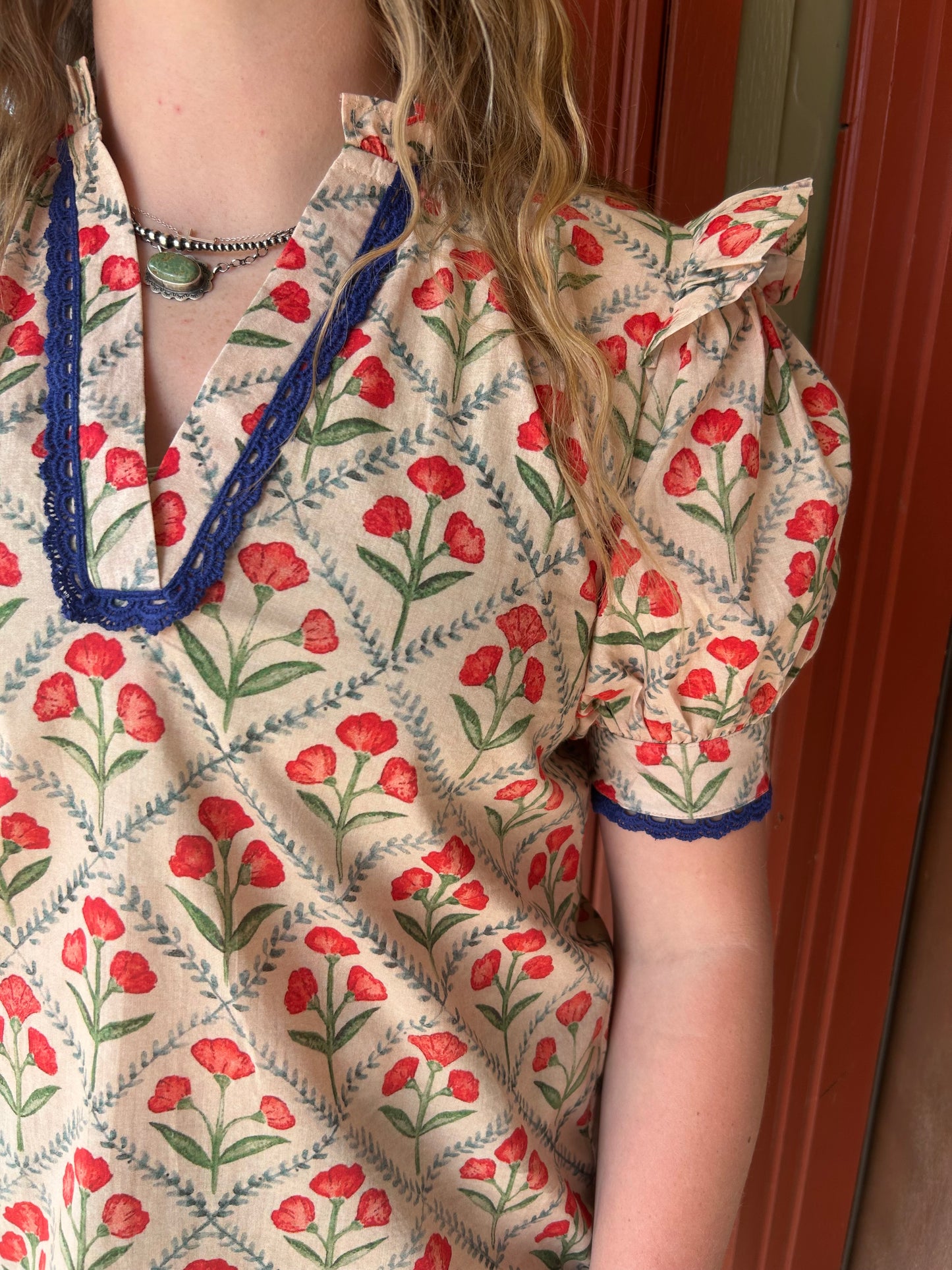 Haley Top - Red Floral