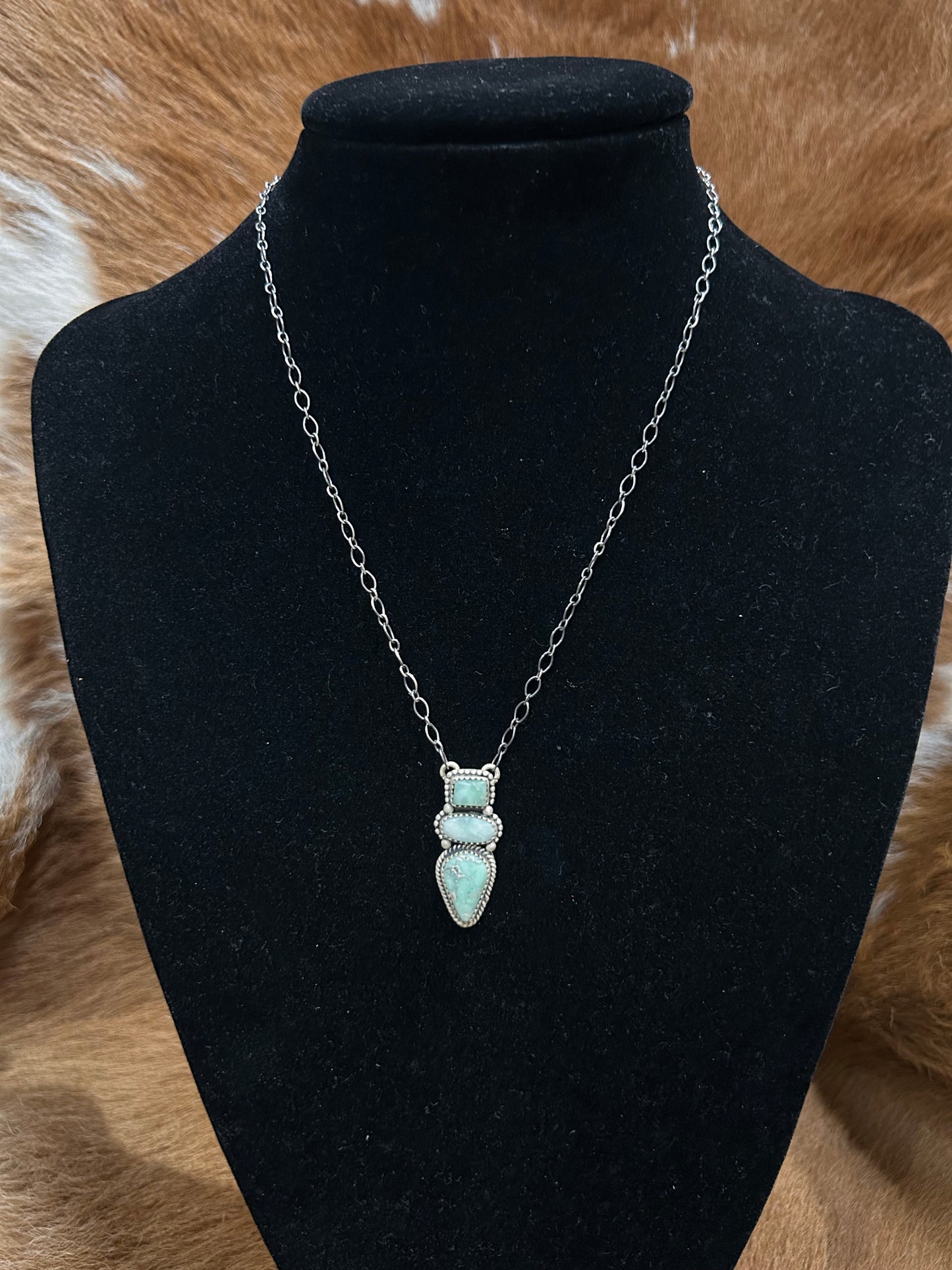 3 Stone Varscite Drop Necklace