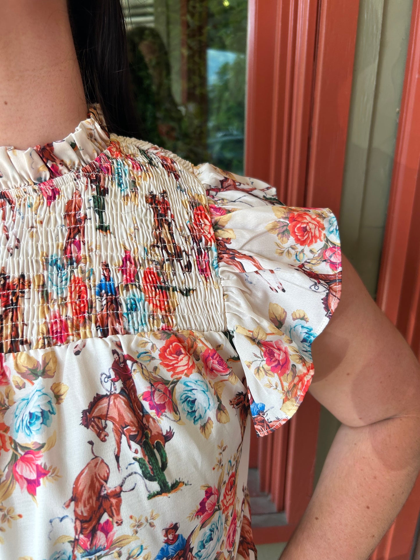 Western Rose Top - Cream