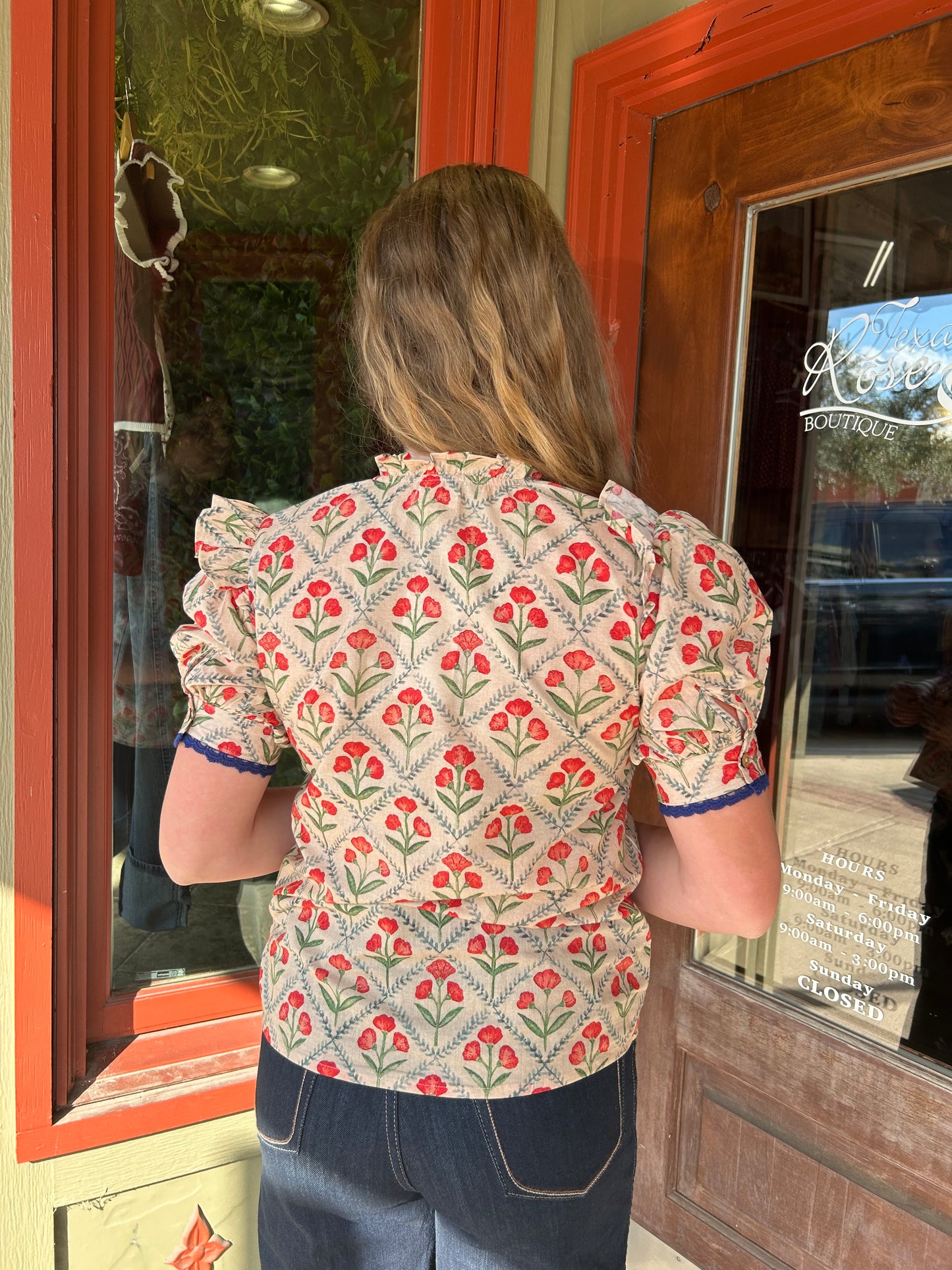 Haley Top - Red Floral