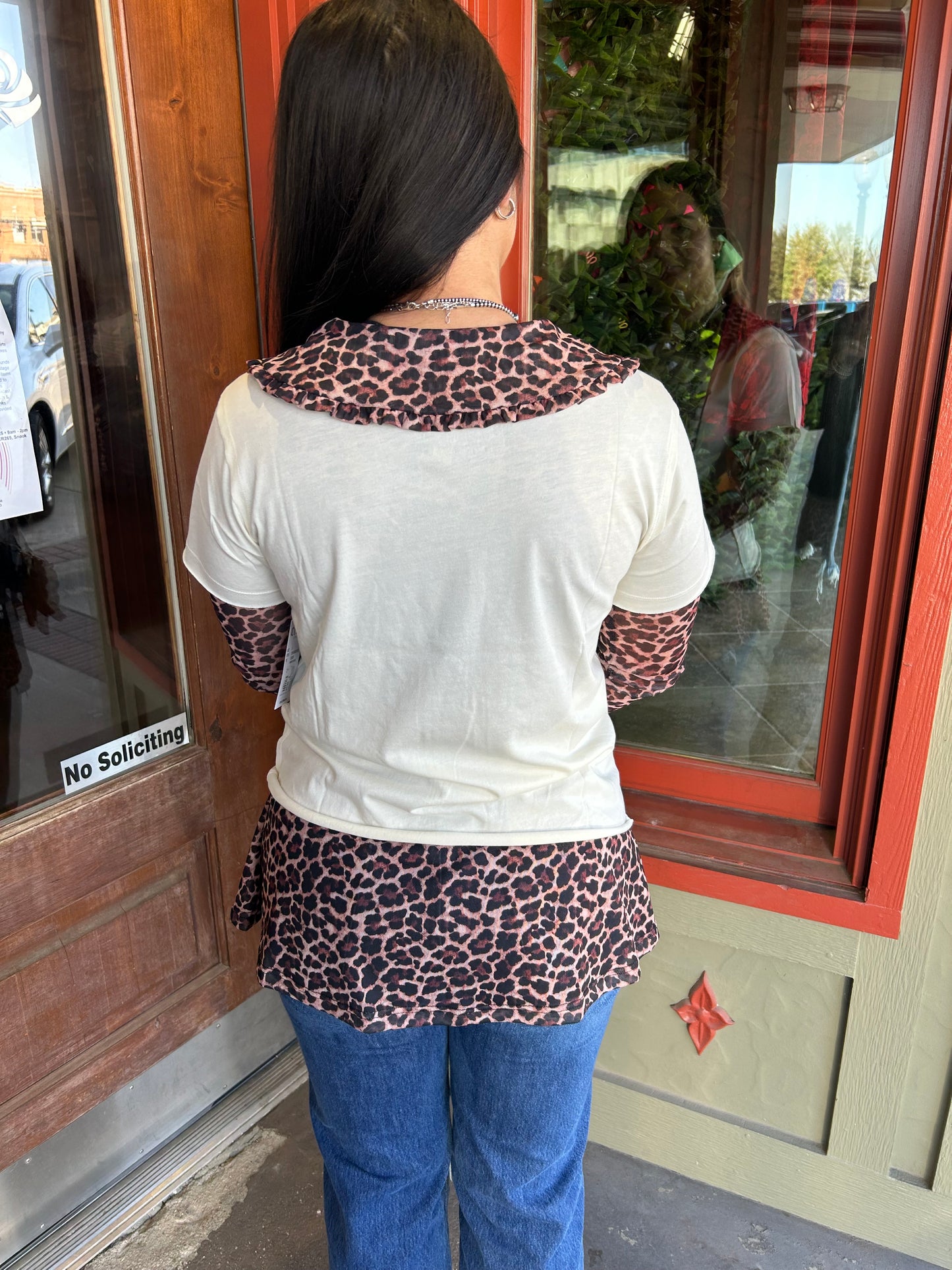 Cheetha Lace Collar Top