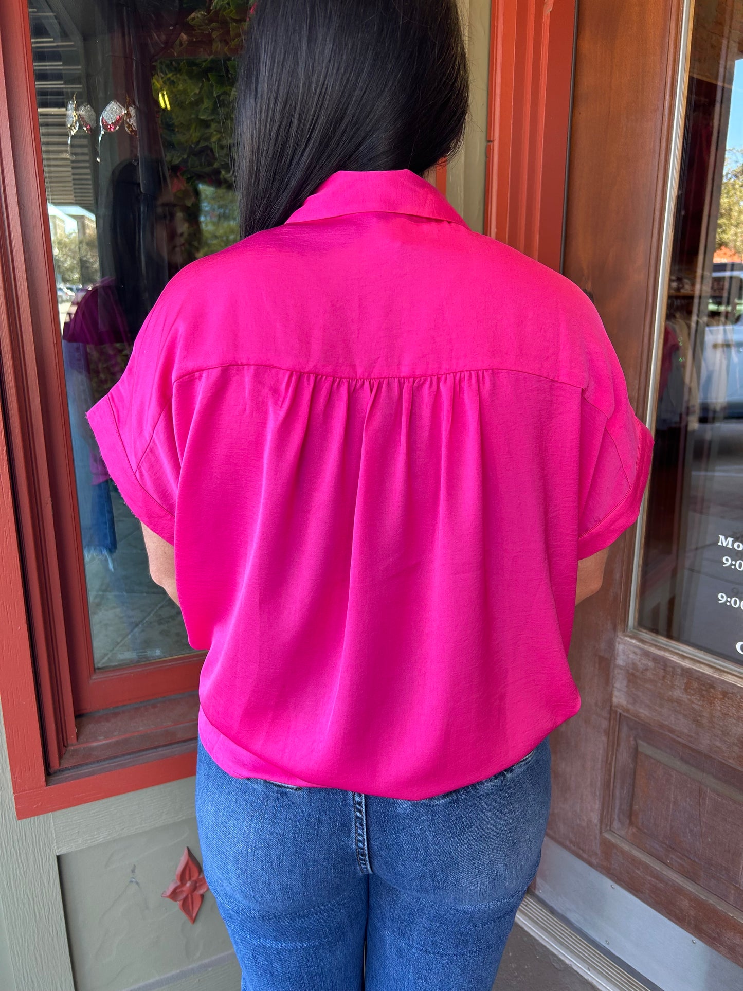 Collared Cap Sleeve Shirt
