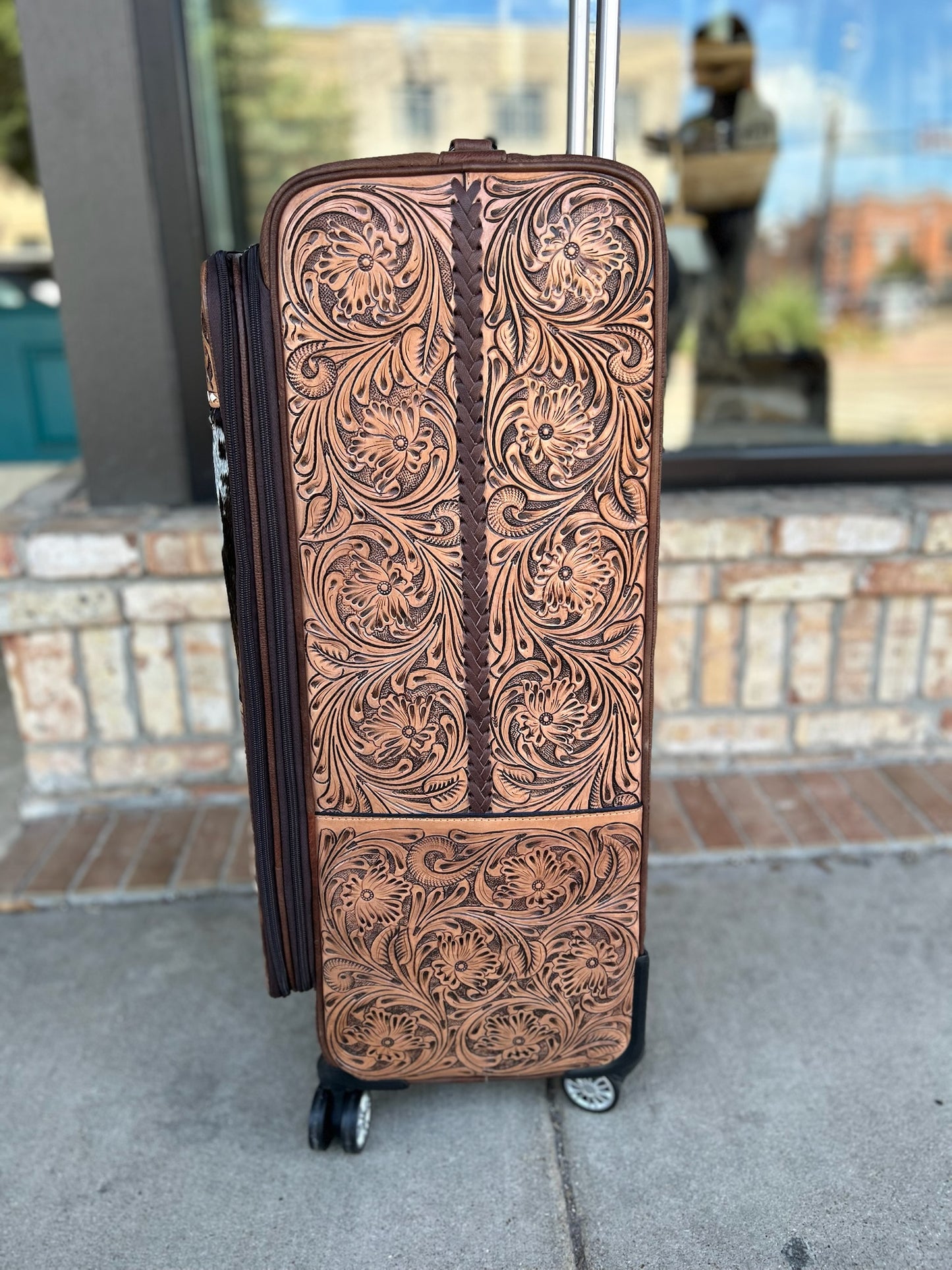 Tooled Cowhide Suitcase