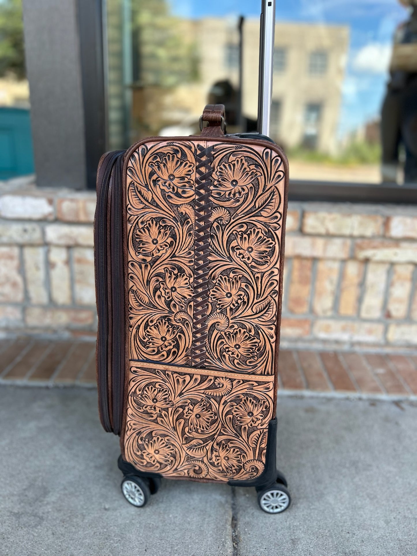 Tooled Cowhide Suitcase