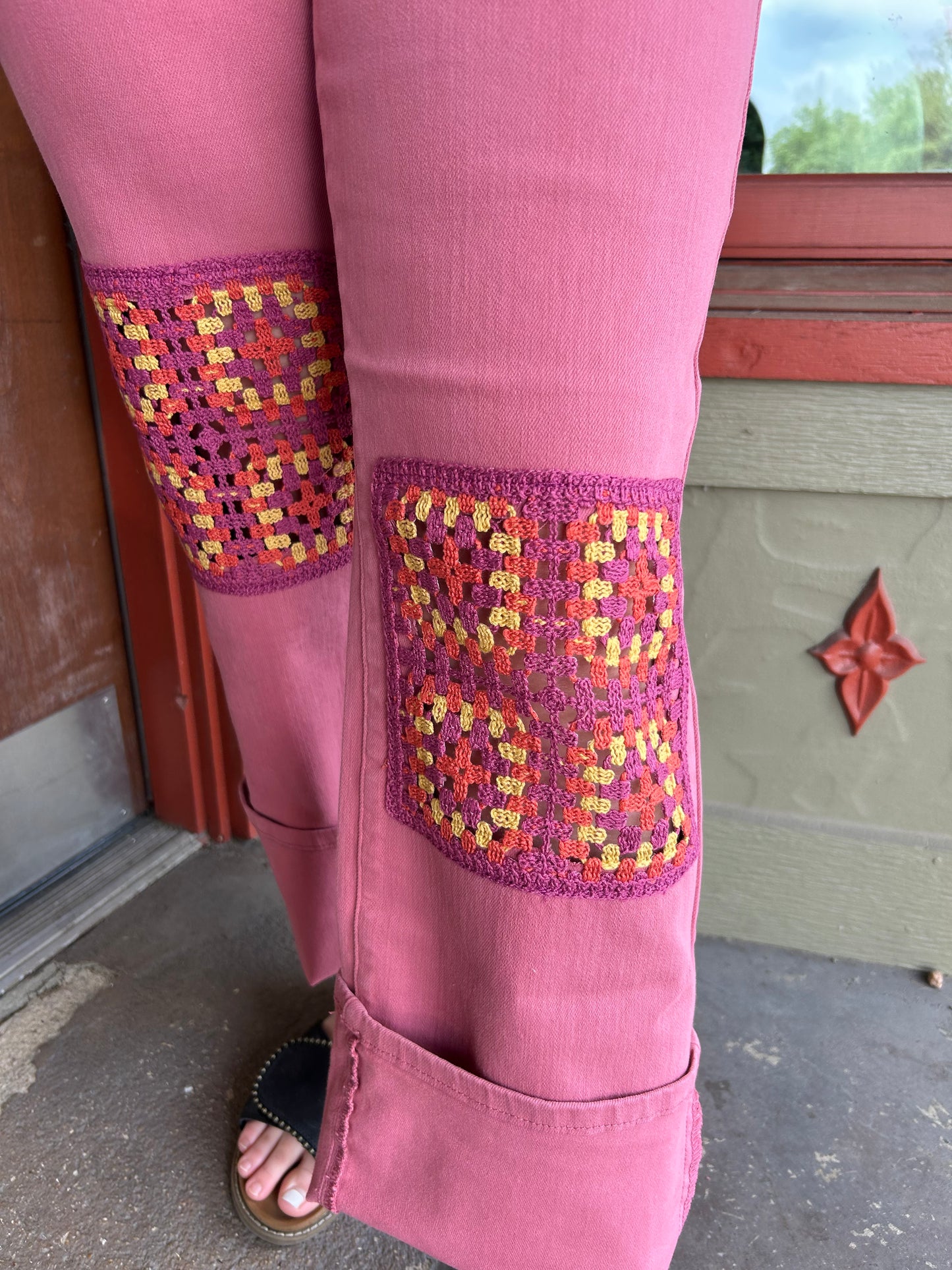 Pink Crochet Patch Jean