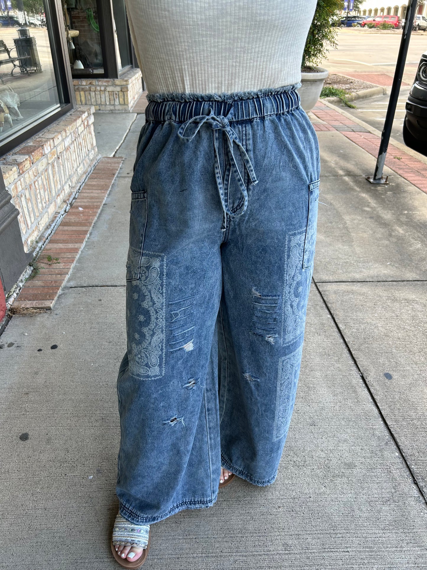 Denim Bandana Pants