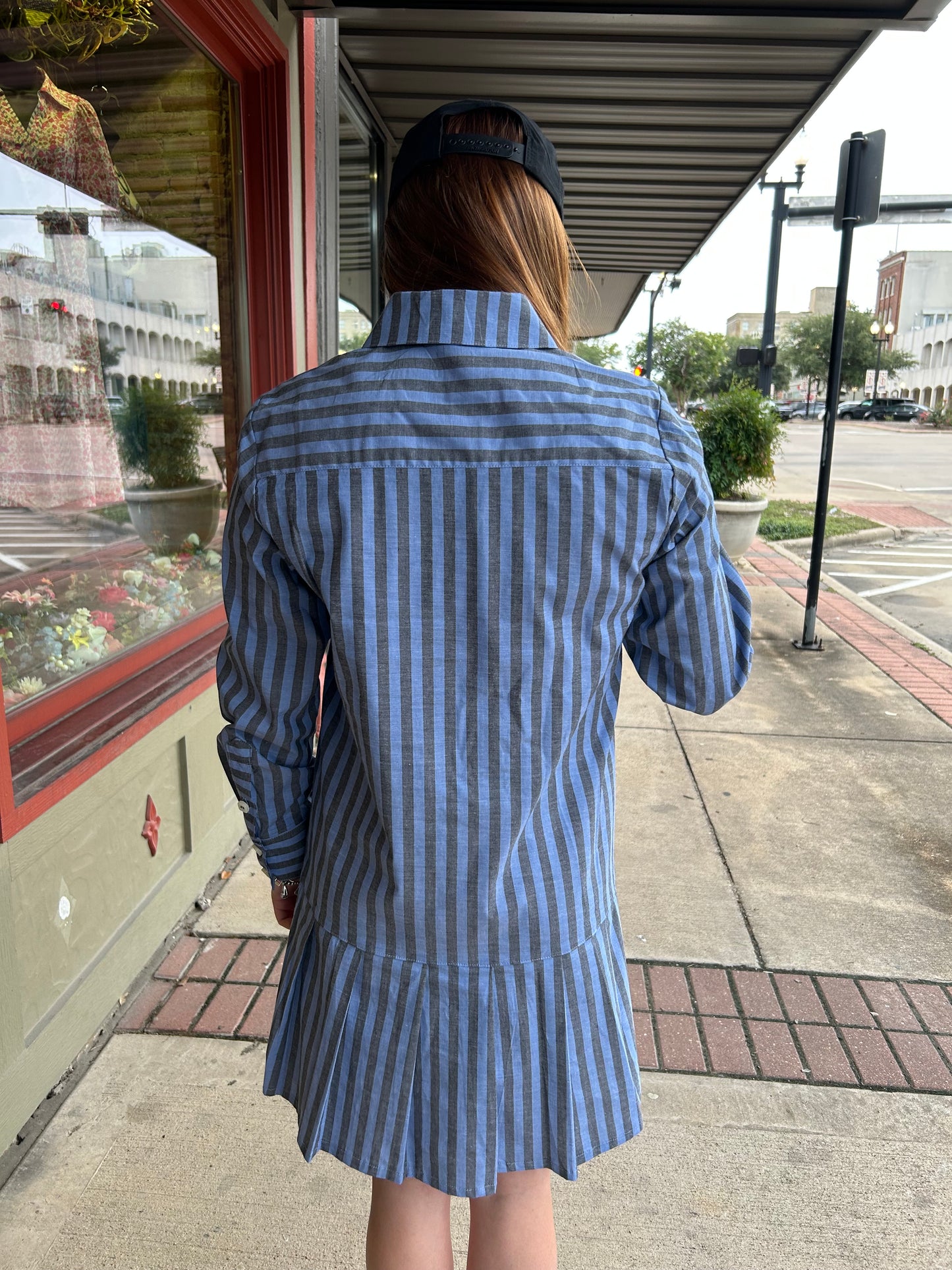 Striped Pleated Skirt Dress