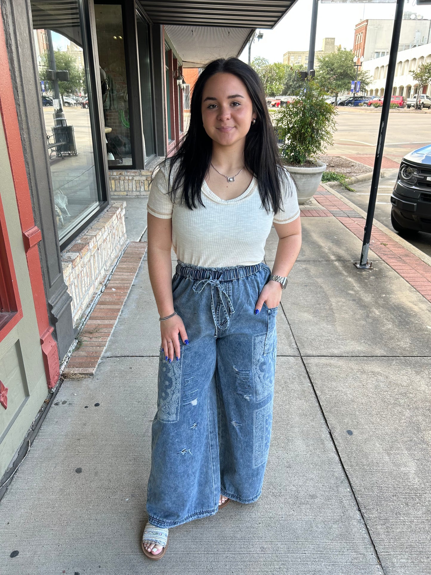Denim Bandana Pants