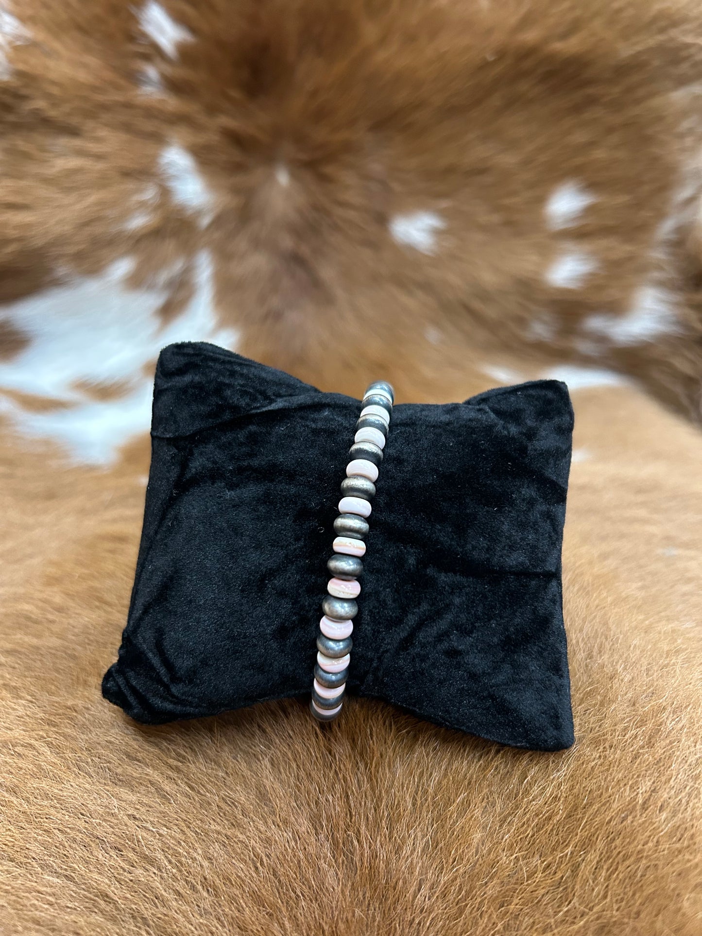 Pink Conch & Navajo Bracelet