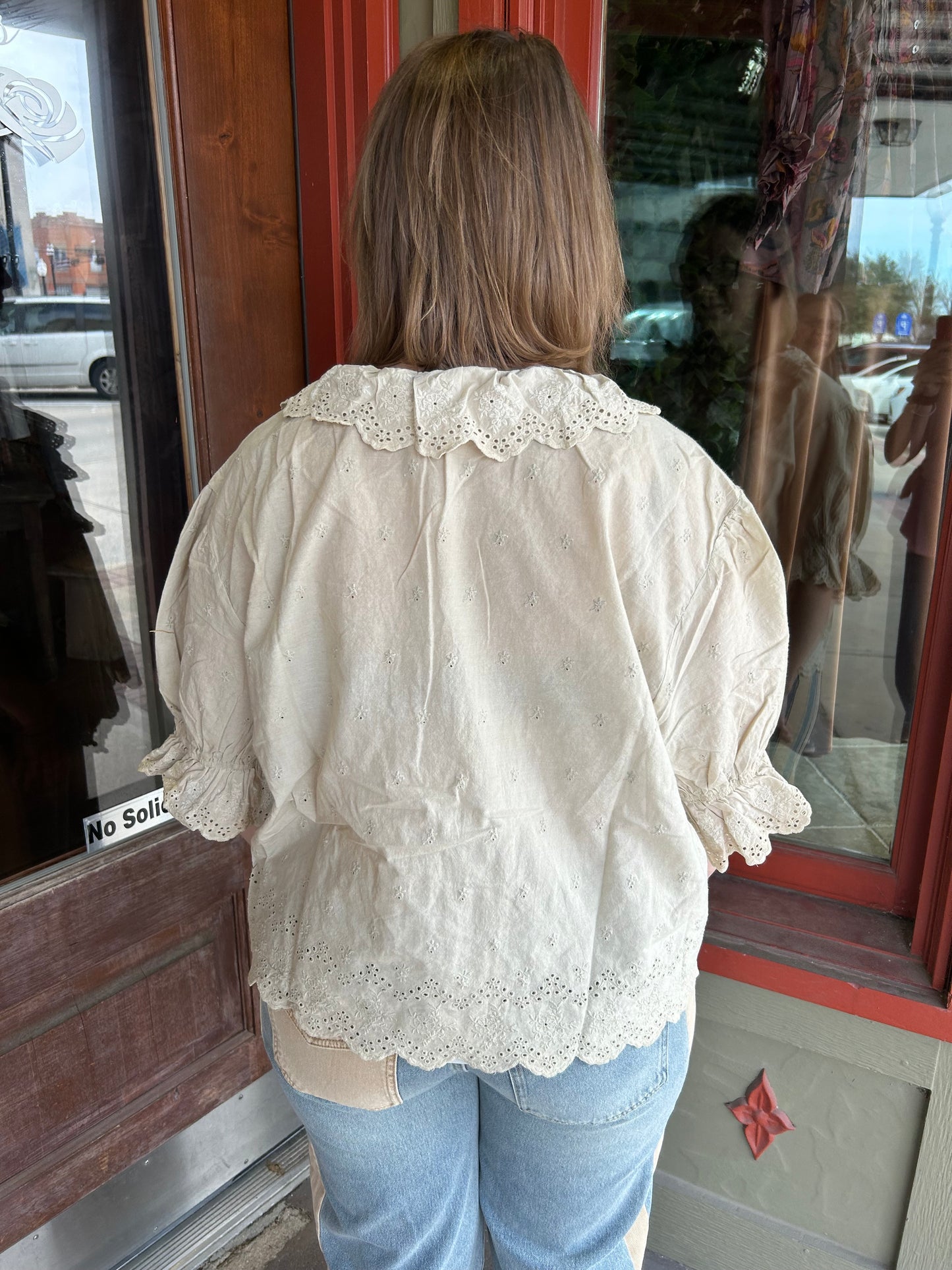 Cream Eyelet Top