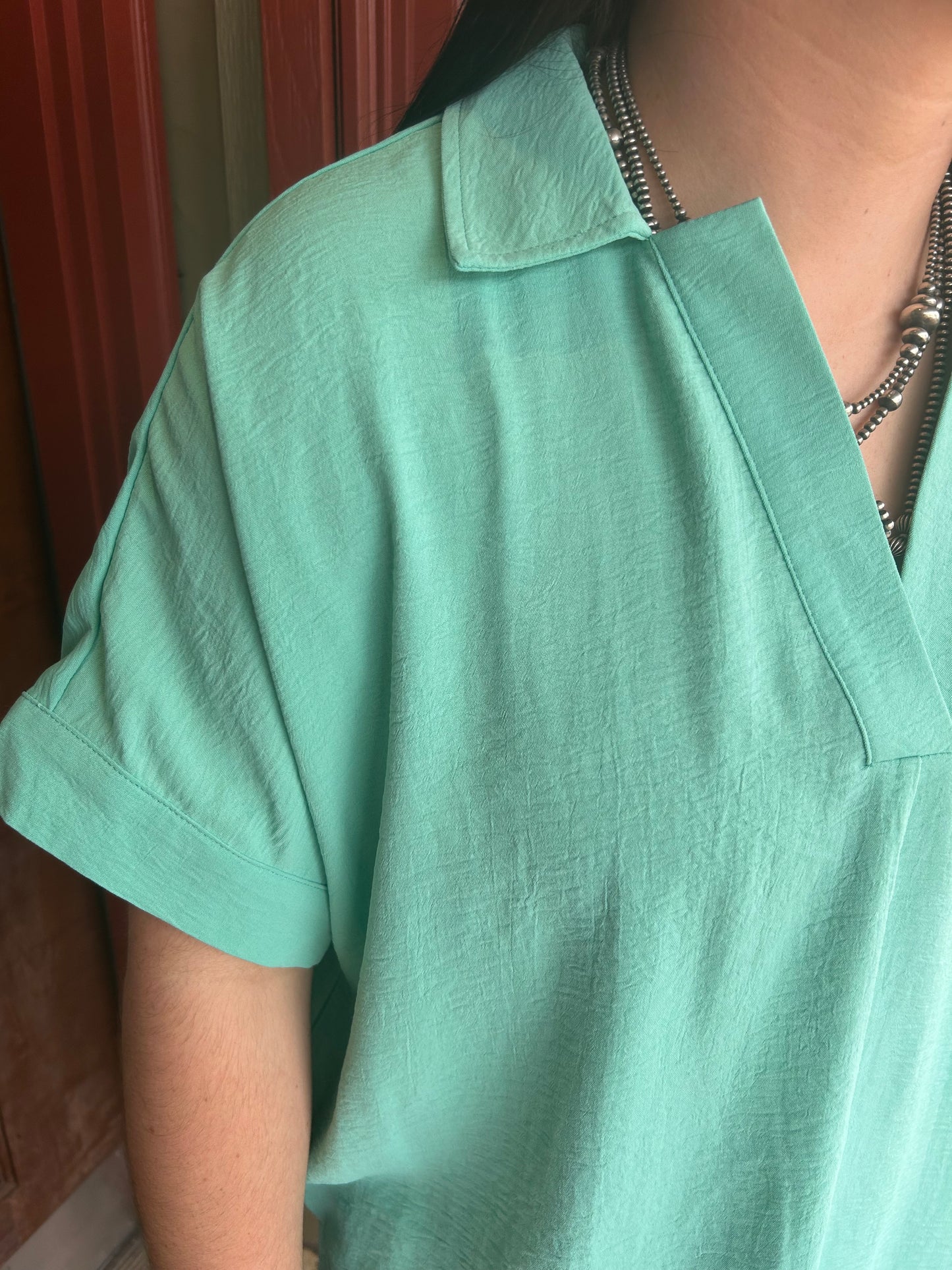 Collared V-Neck Top