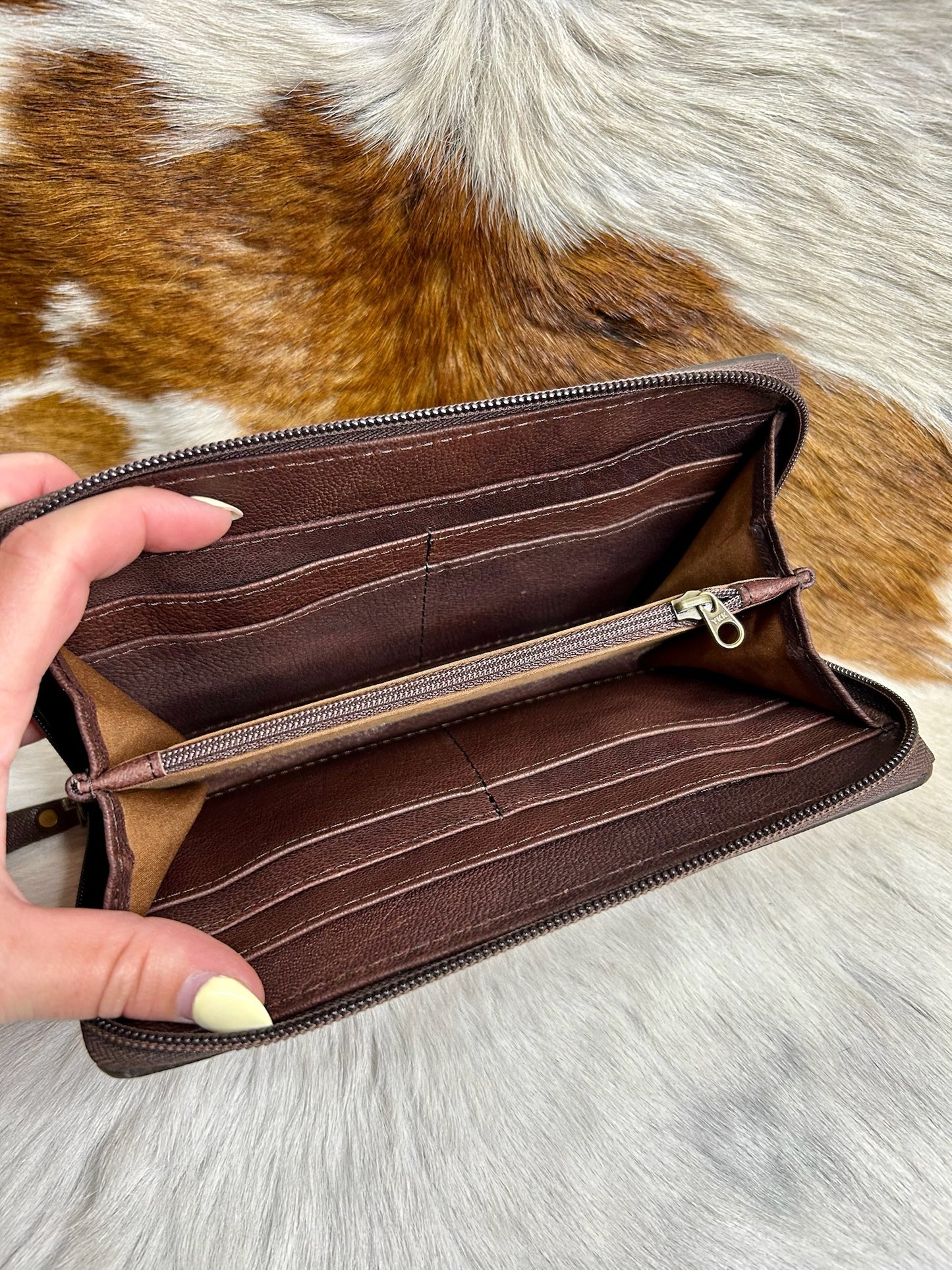 Turquoise Floral Tooled Wallet