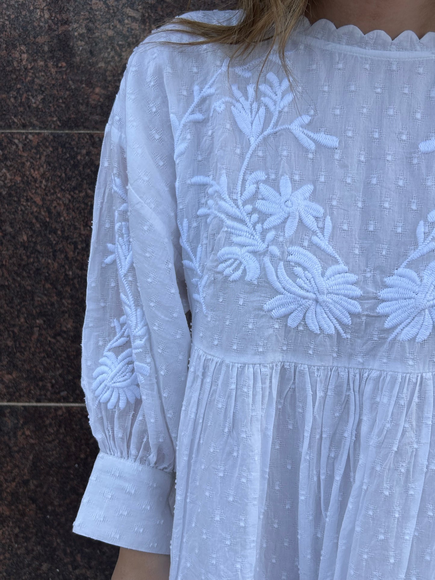 Emb & Scalloped Dress