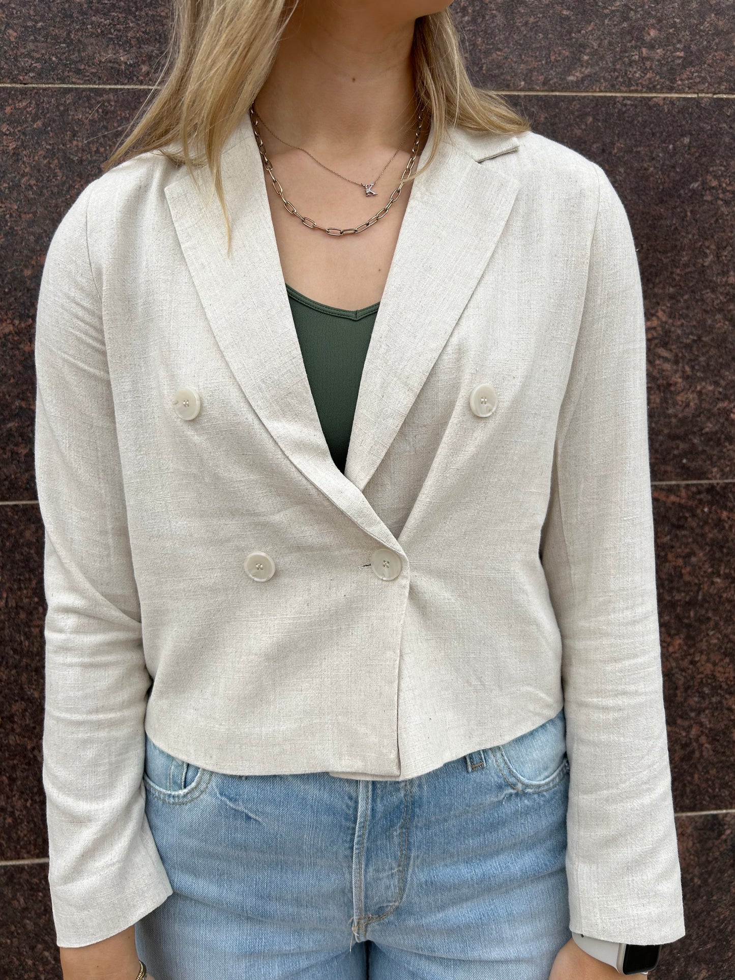 Lila Linen Crop Blazer