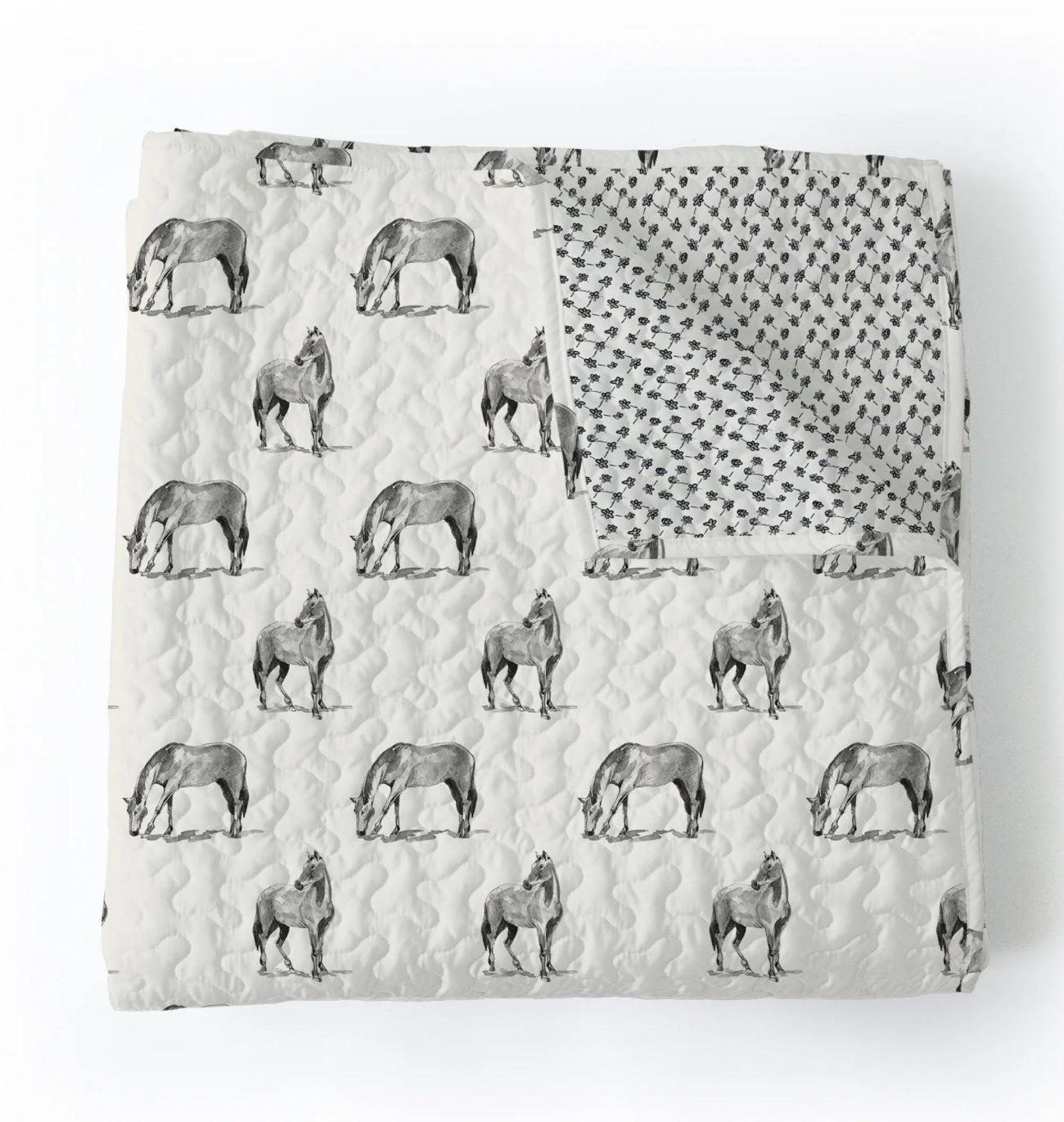 Horse Icon Black Queen Quilt