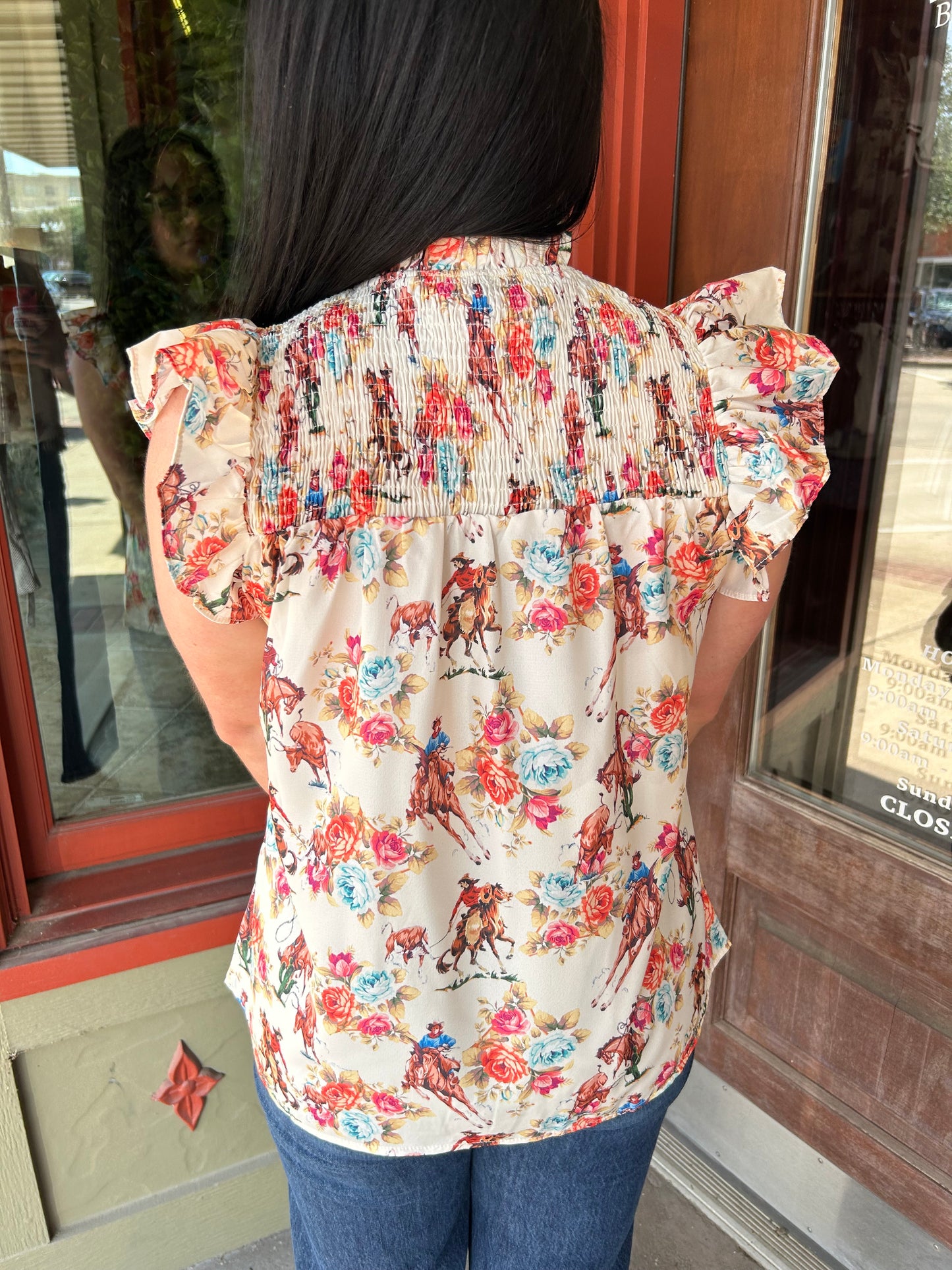 Western Rose Top - Cream