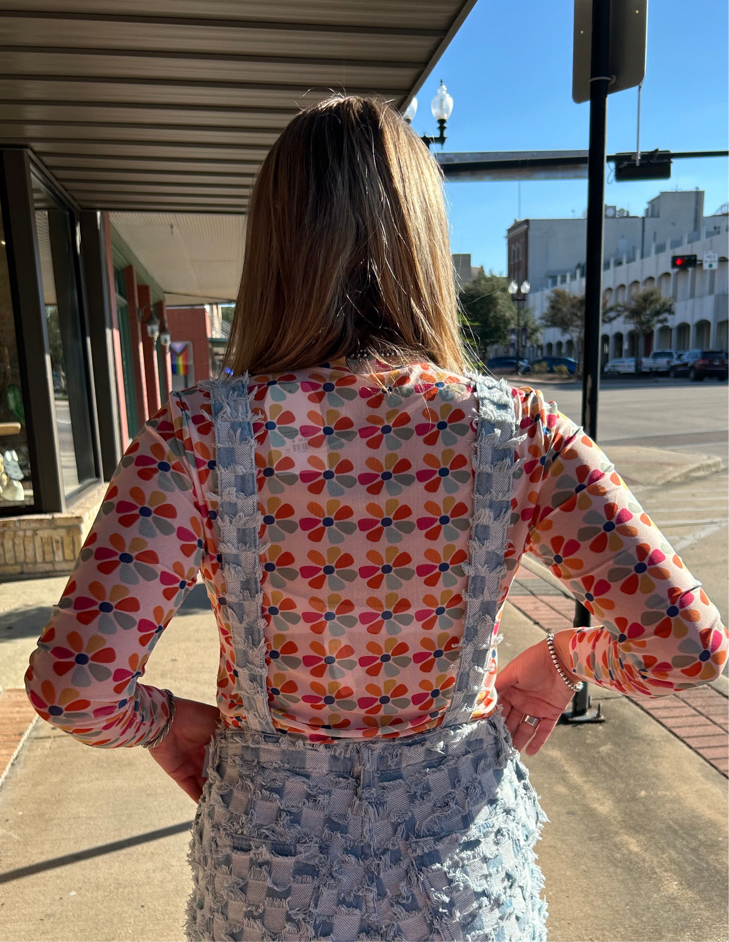 Disco Floral Mesh Top