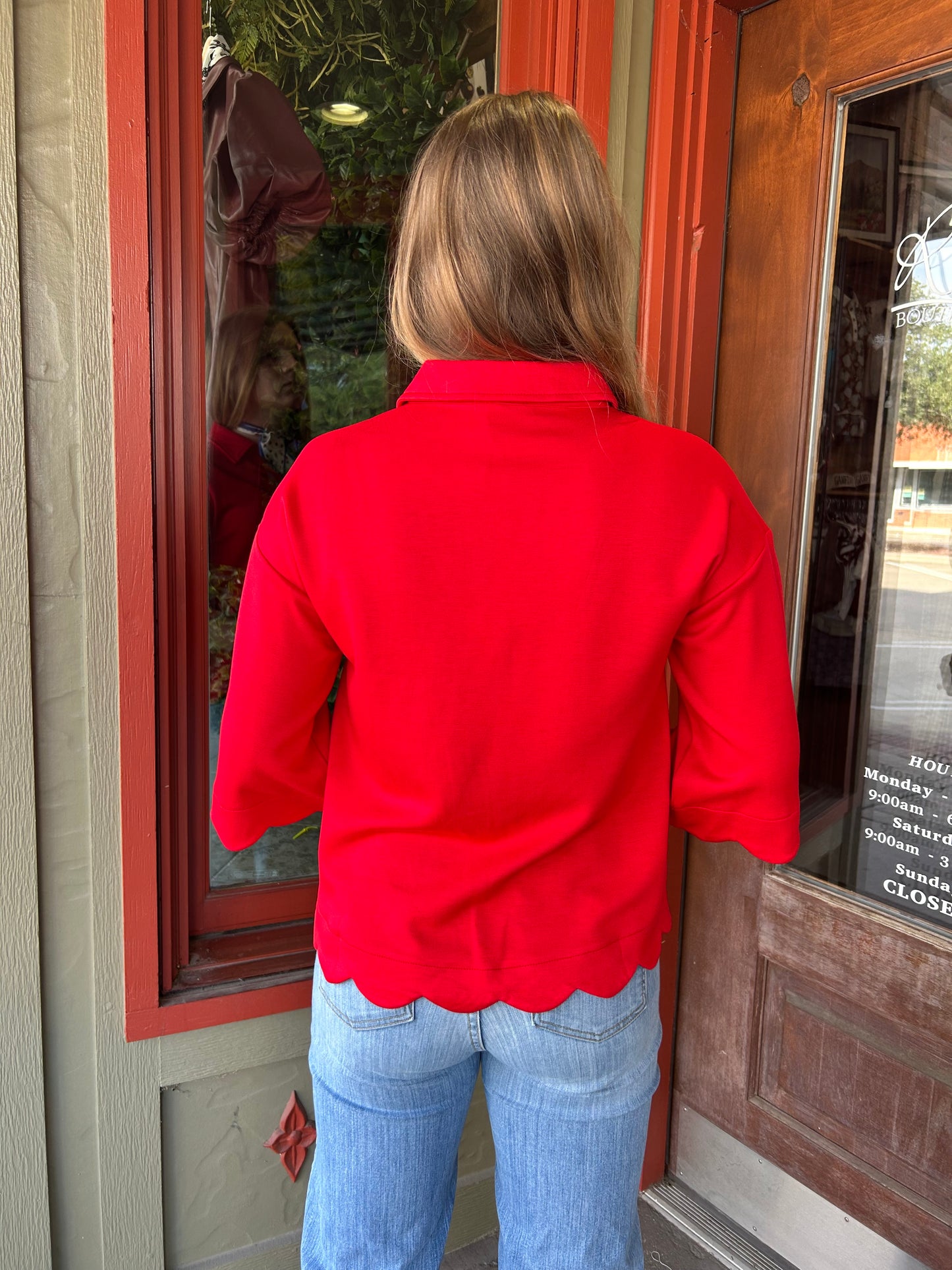Scallop Hem Top - Red