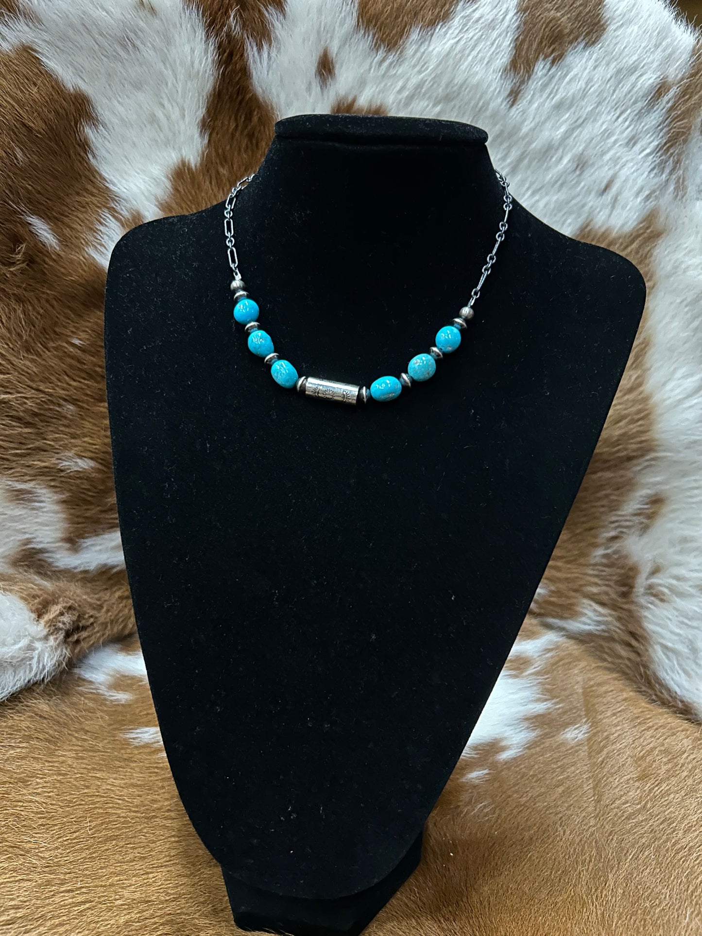 Barrel Bead & Kingman Necklace