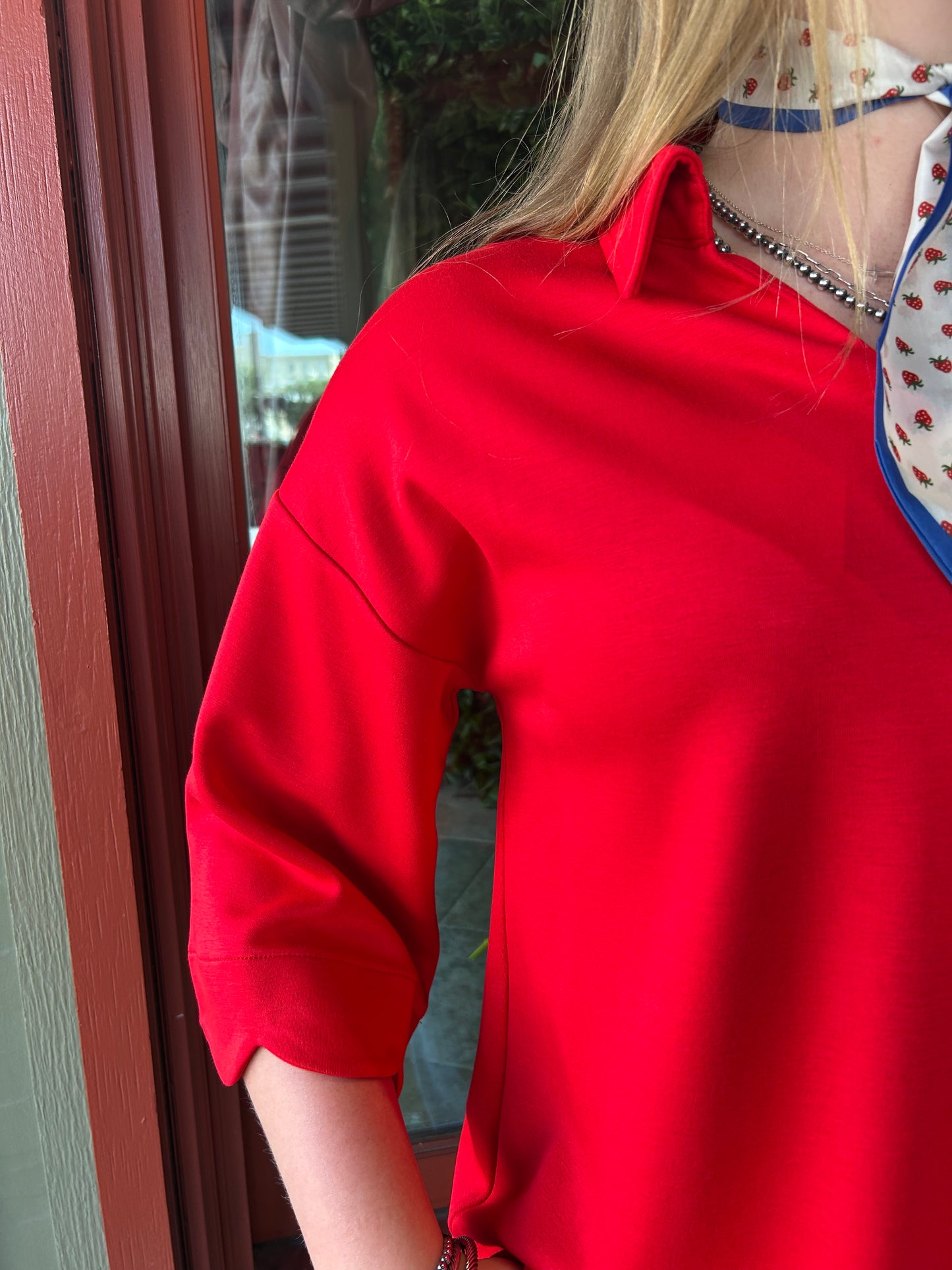 Scallop Hem Top - Red