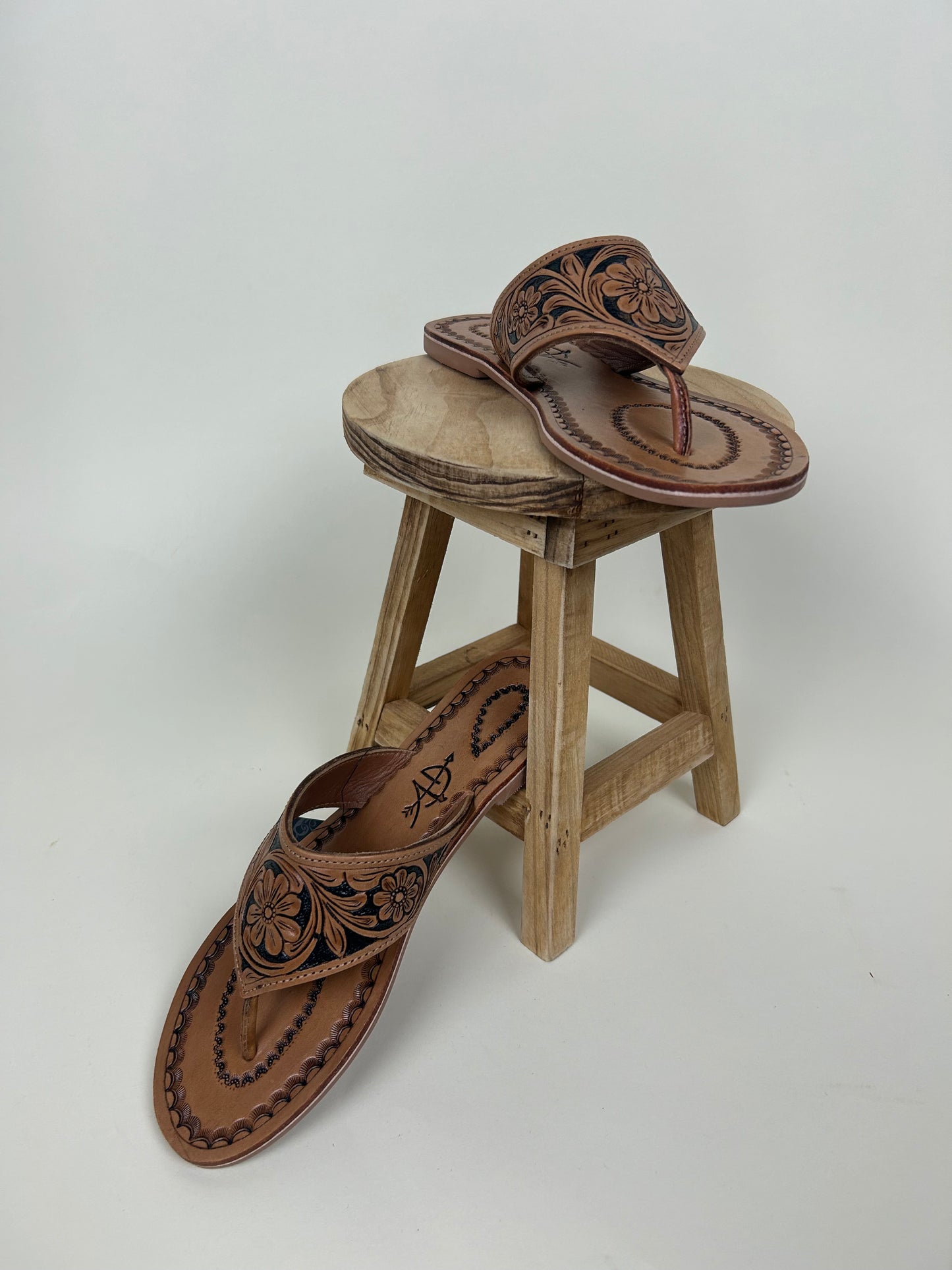 Floral Tooled Flip Flop