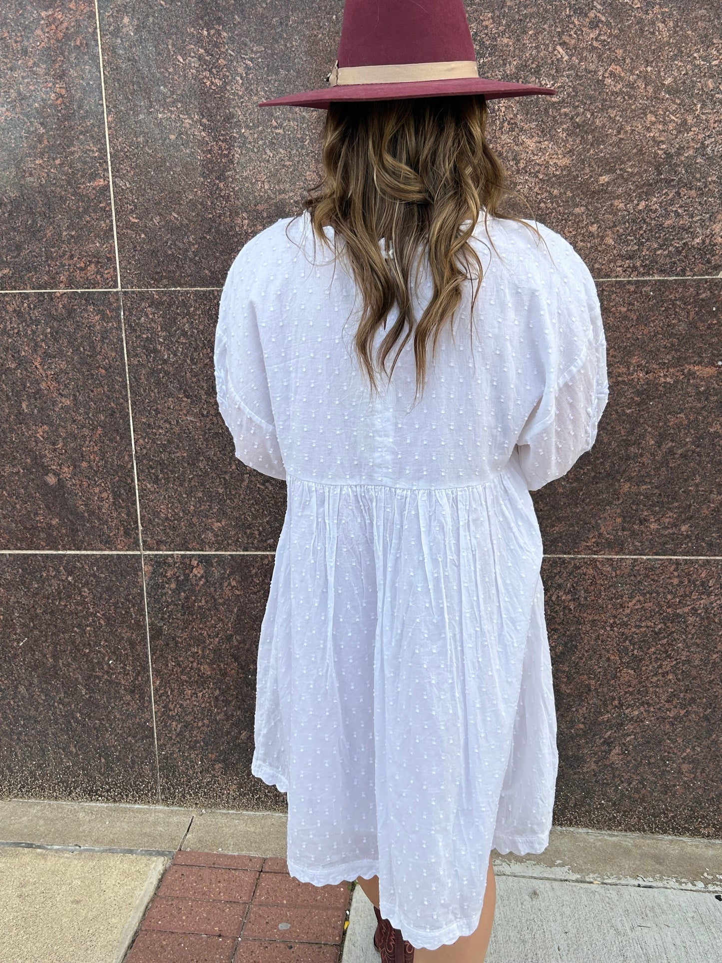 Emb & Scalloped Dress