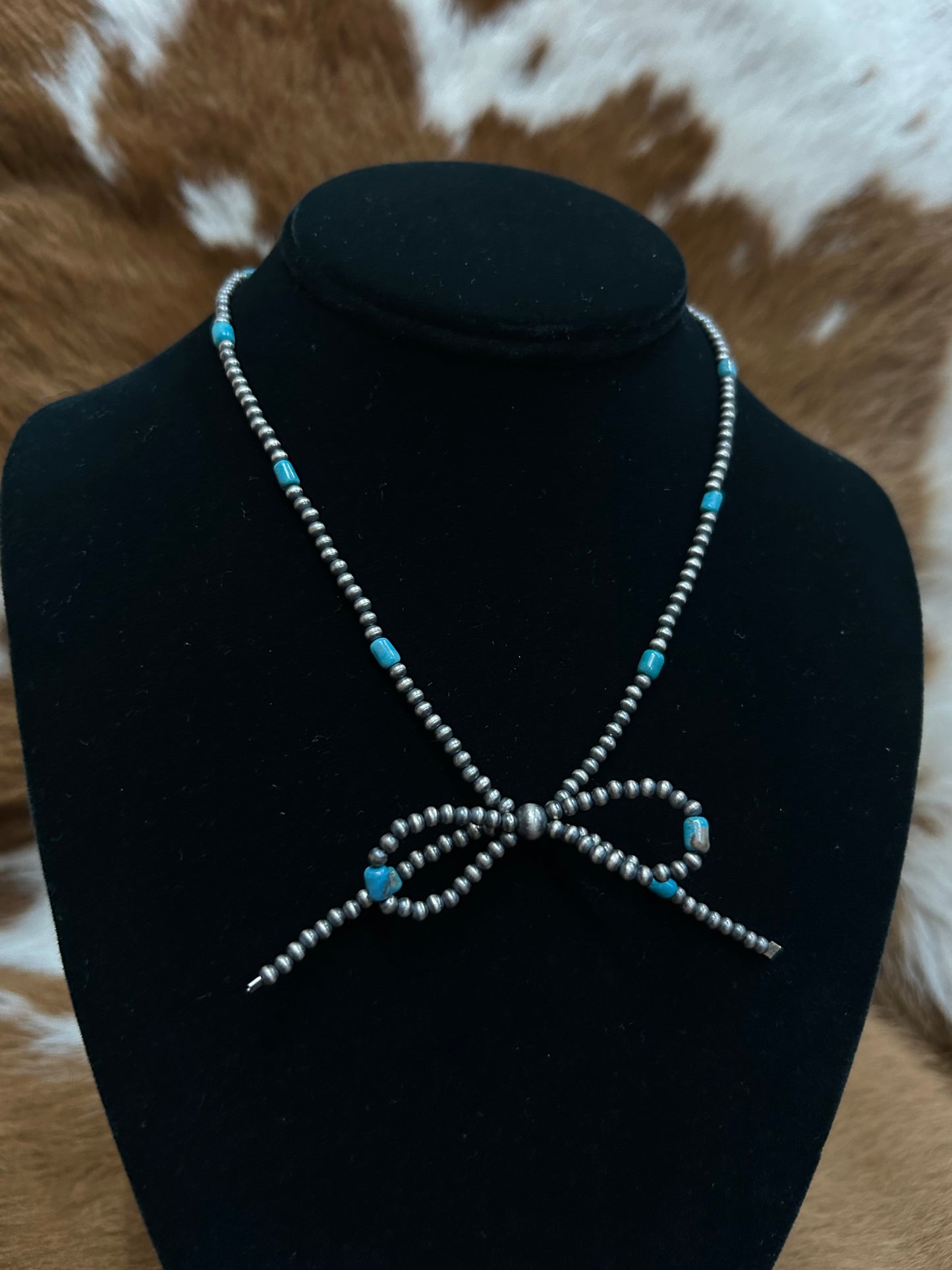 Bow Necklace - Turq Cylinder