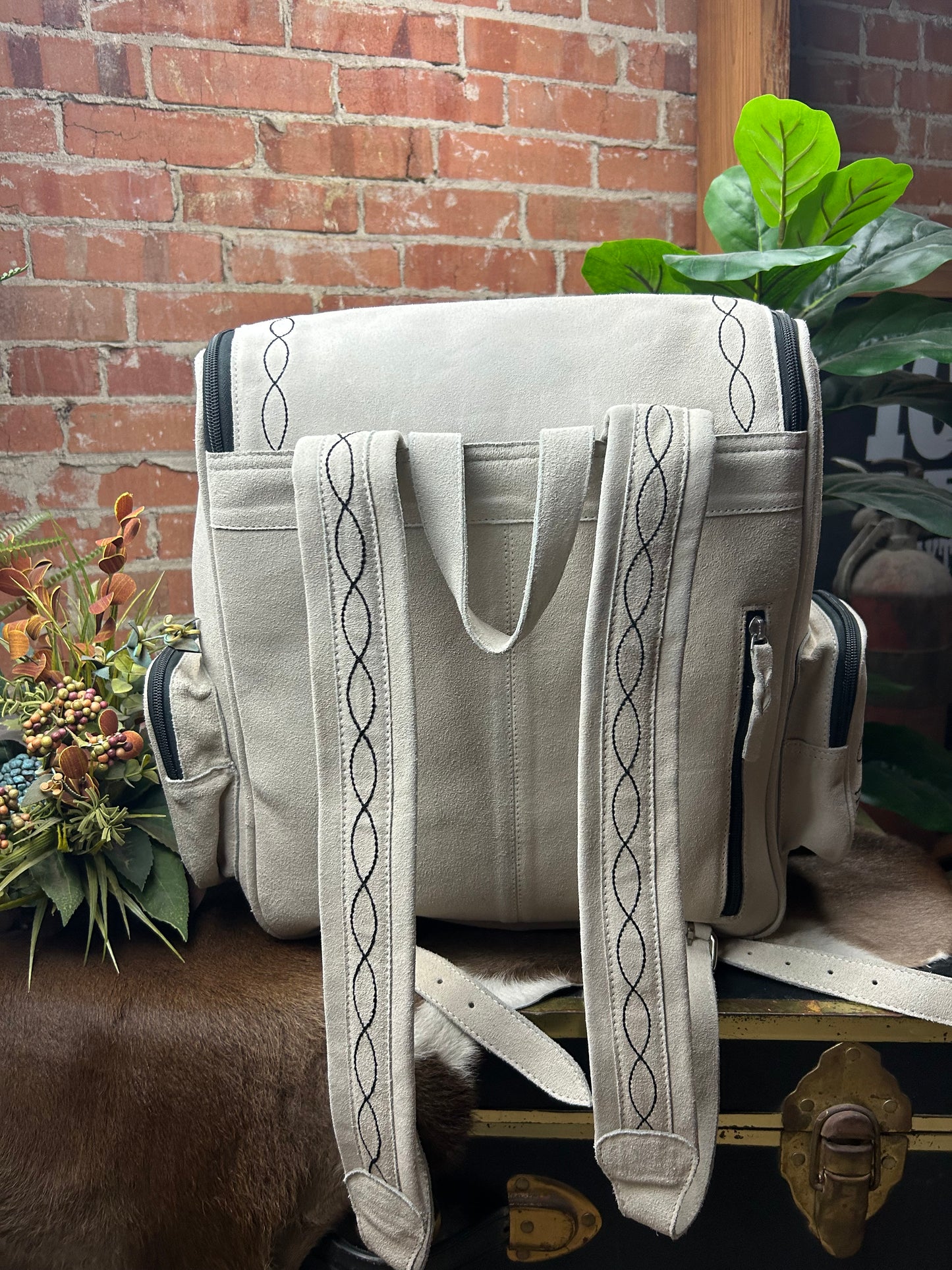 Suede Boot Stitch Backpack
