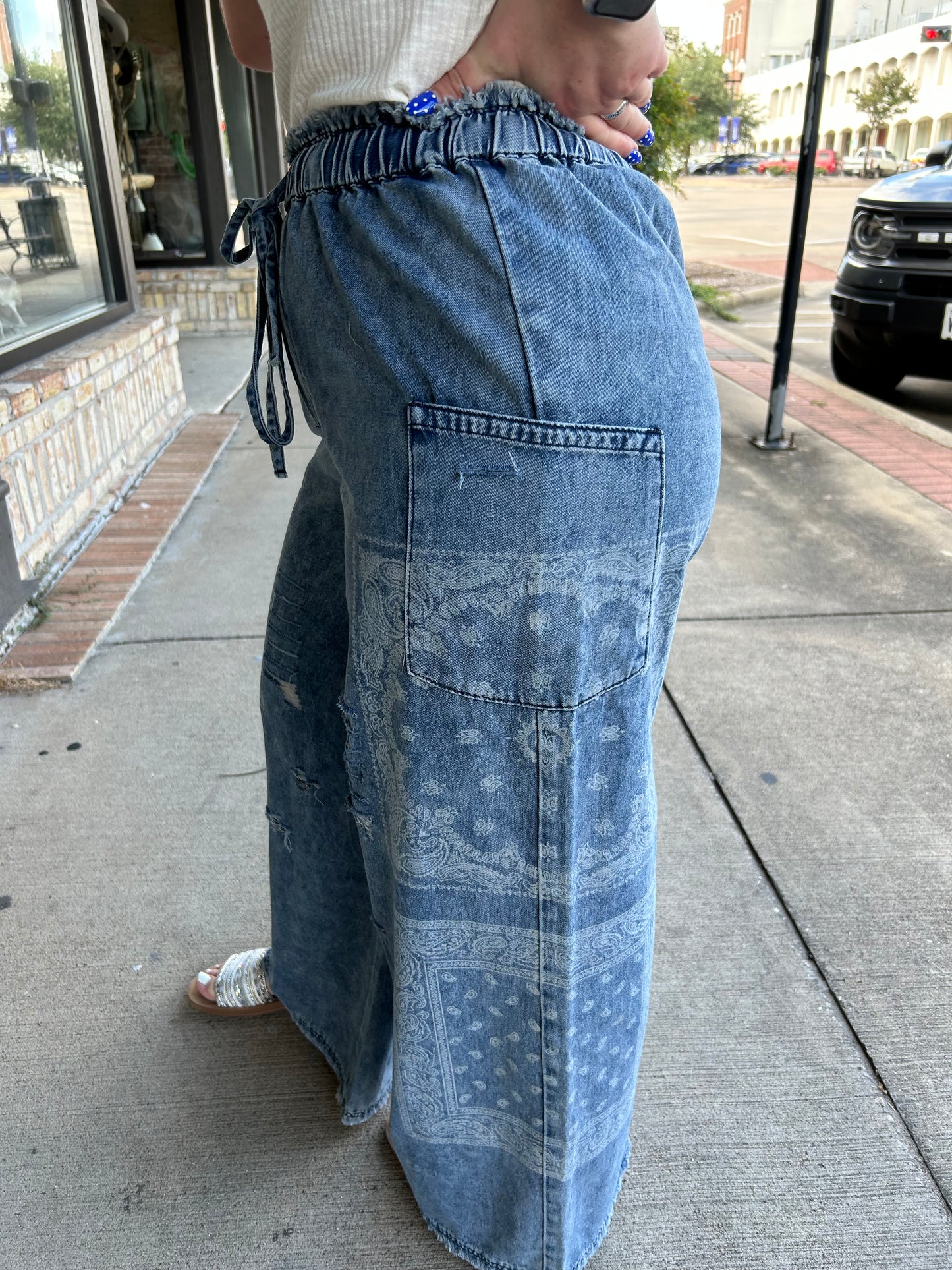 Denim Bandana Pants