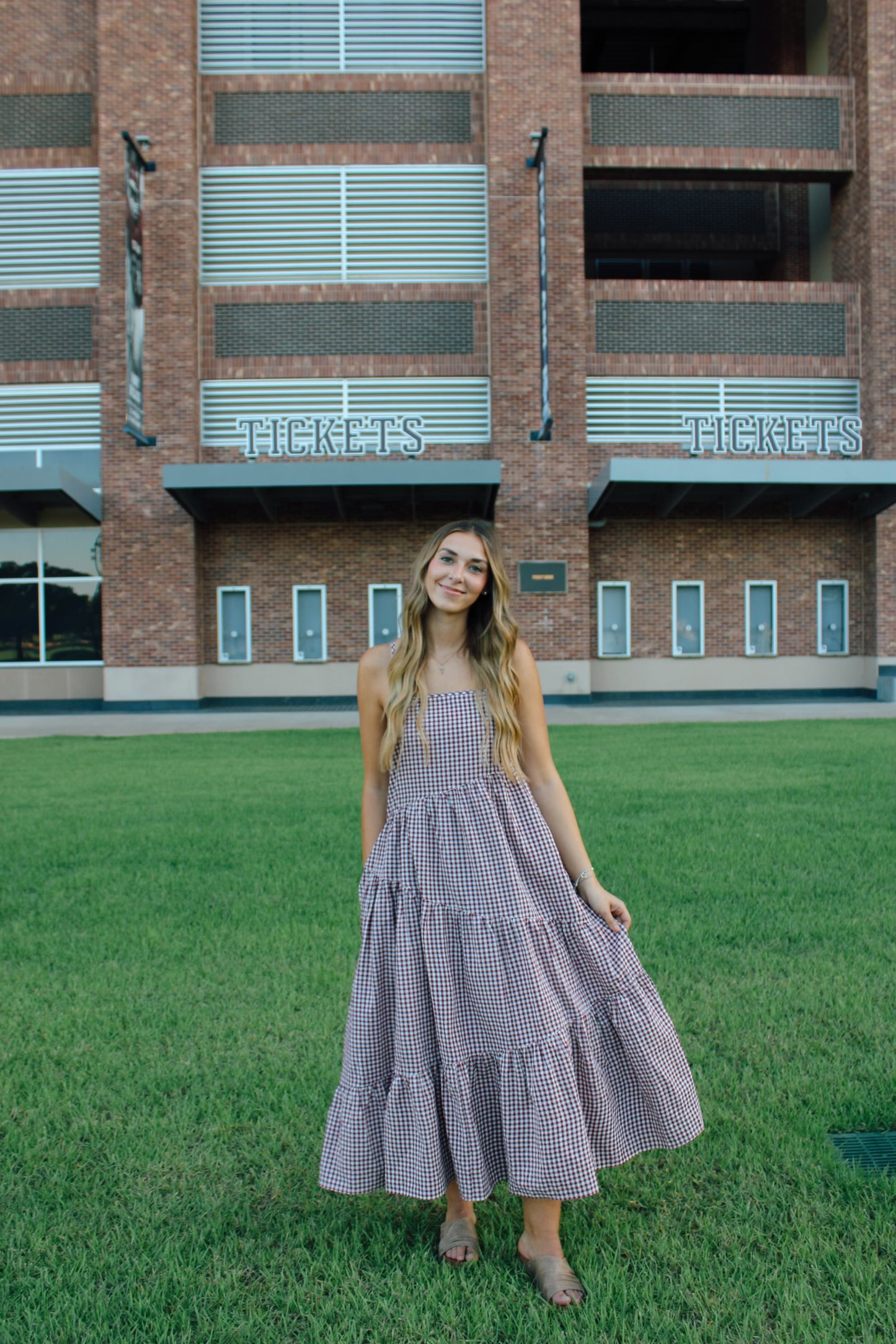 Game Day Gingham Maxi Dress
