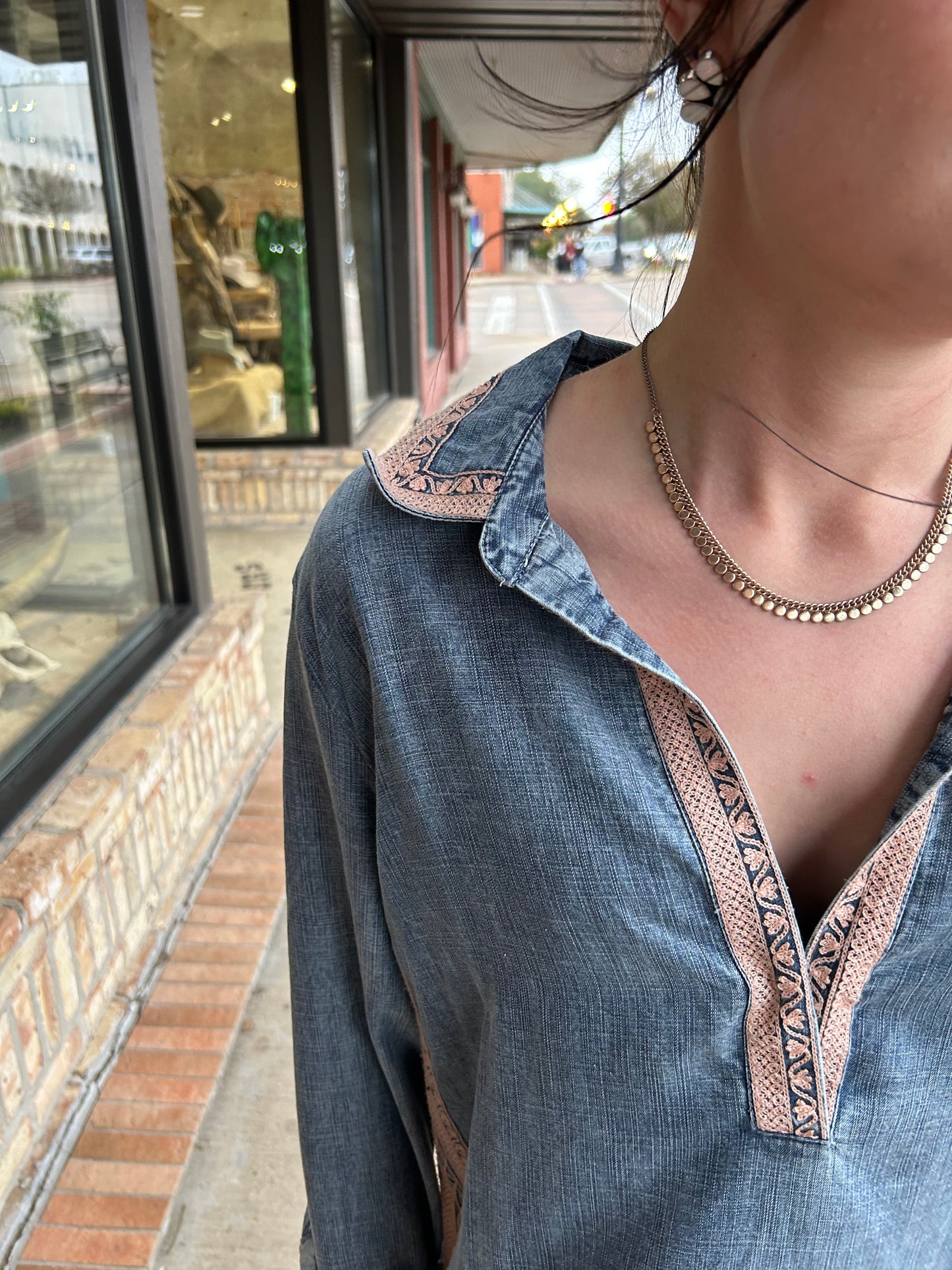 Popover Embroidered Top