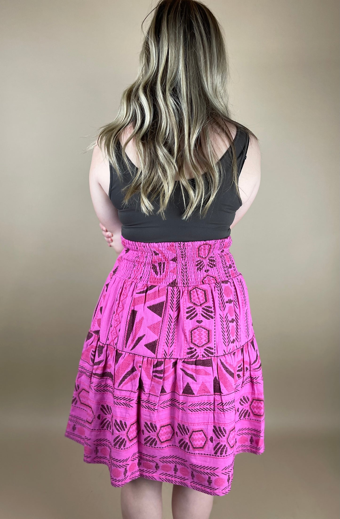 Smocked Waist Tiered Skirt