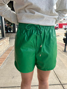 Varsity Faux Leather Shorts