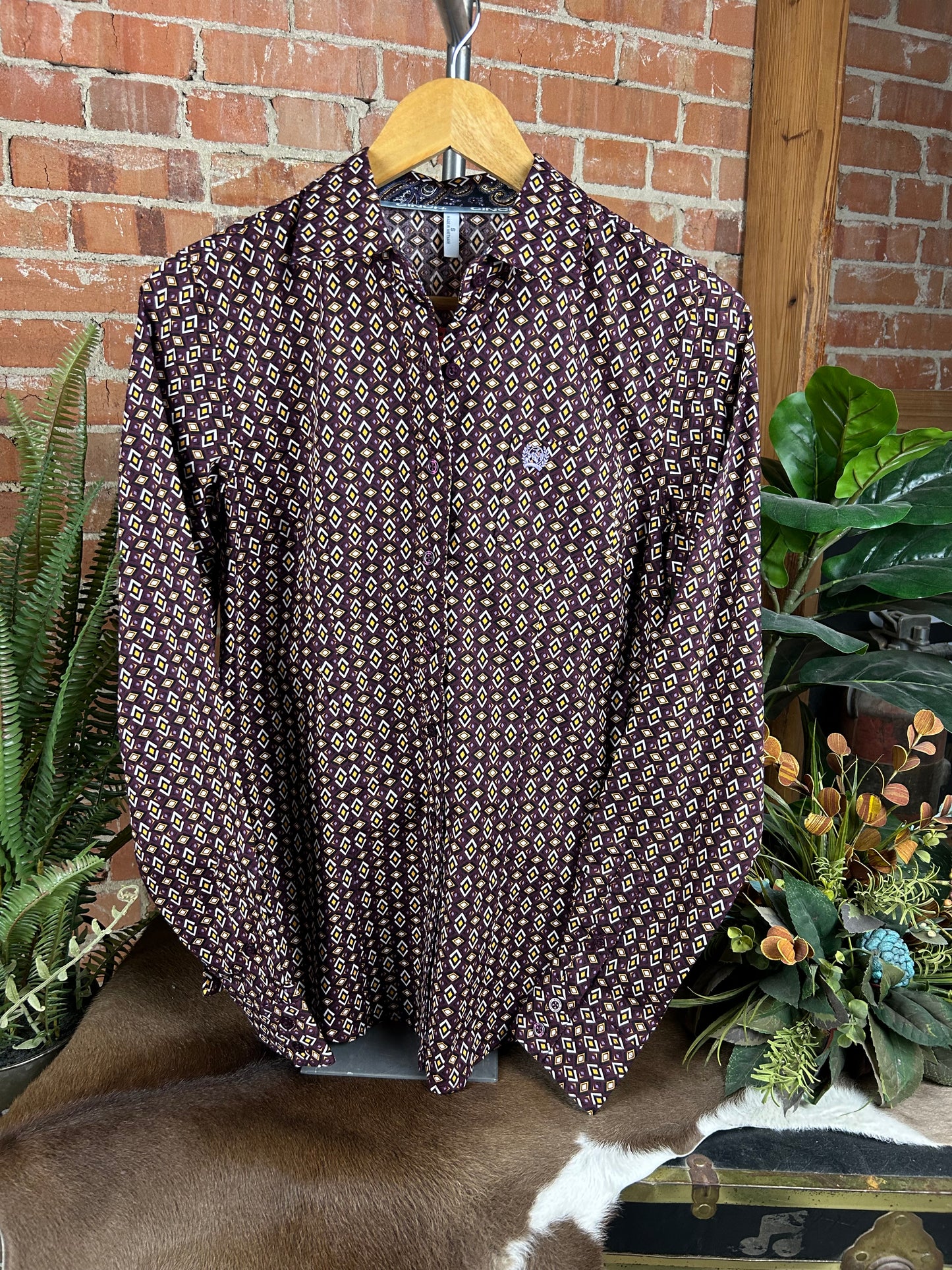 Diamond Pattern Button Down