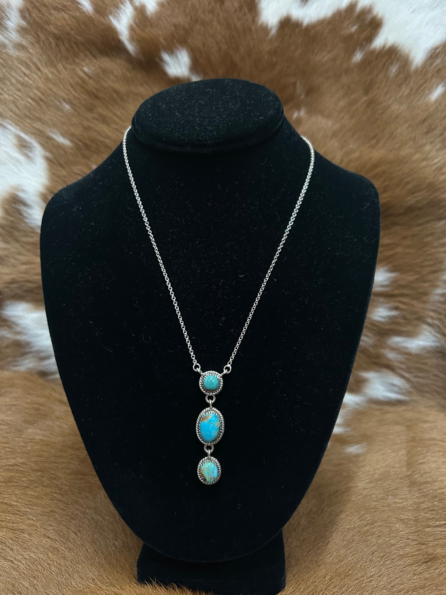 3 Stone Drop Kingman Necklace