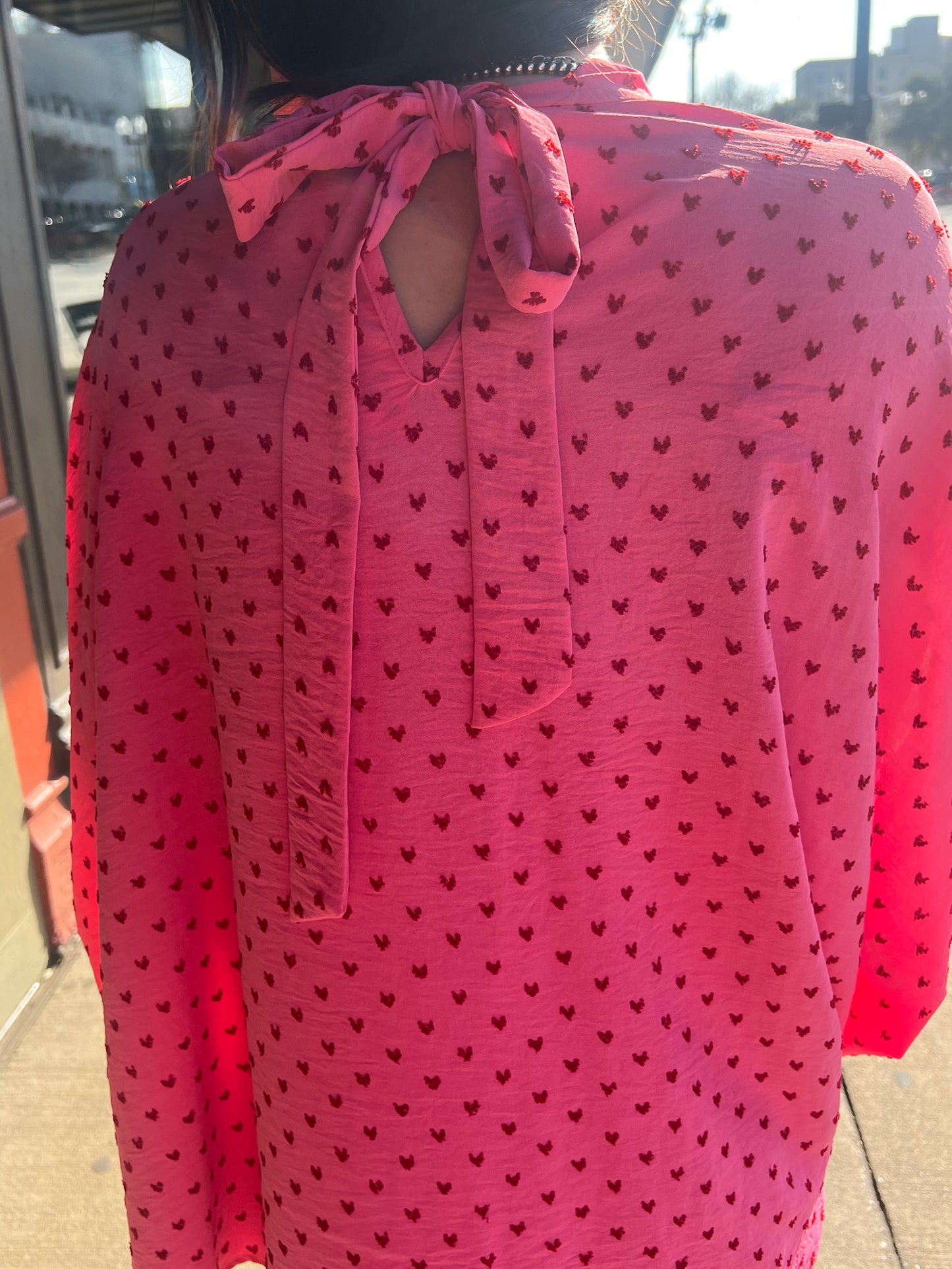 Clip Dot Bow Back Top