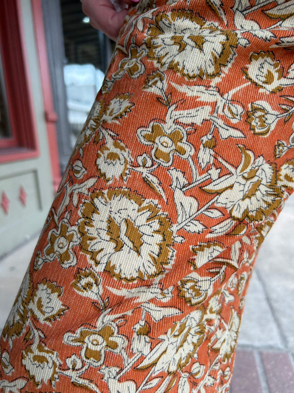 Orange Corduroy Barrel Pant
