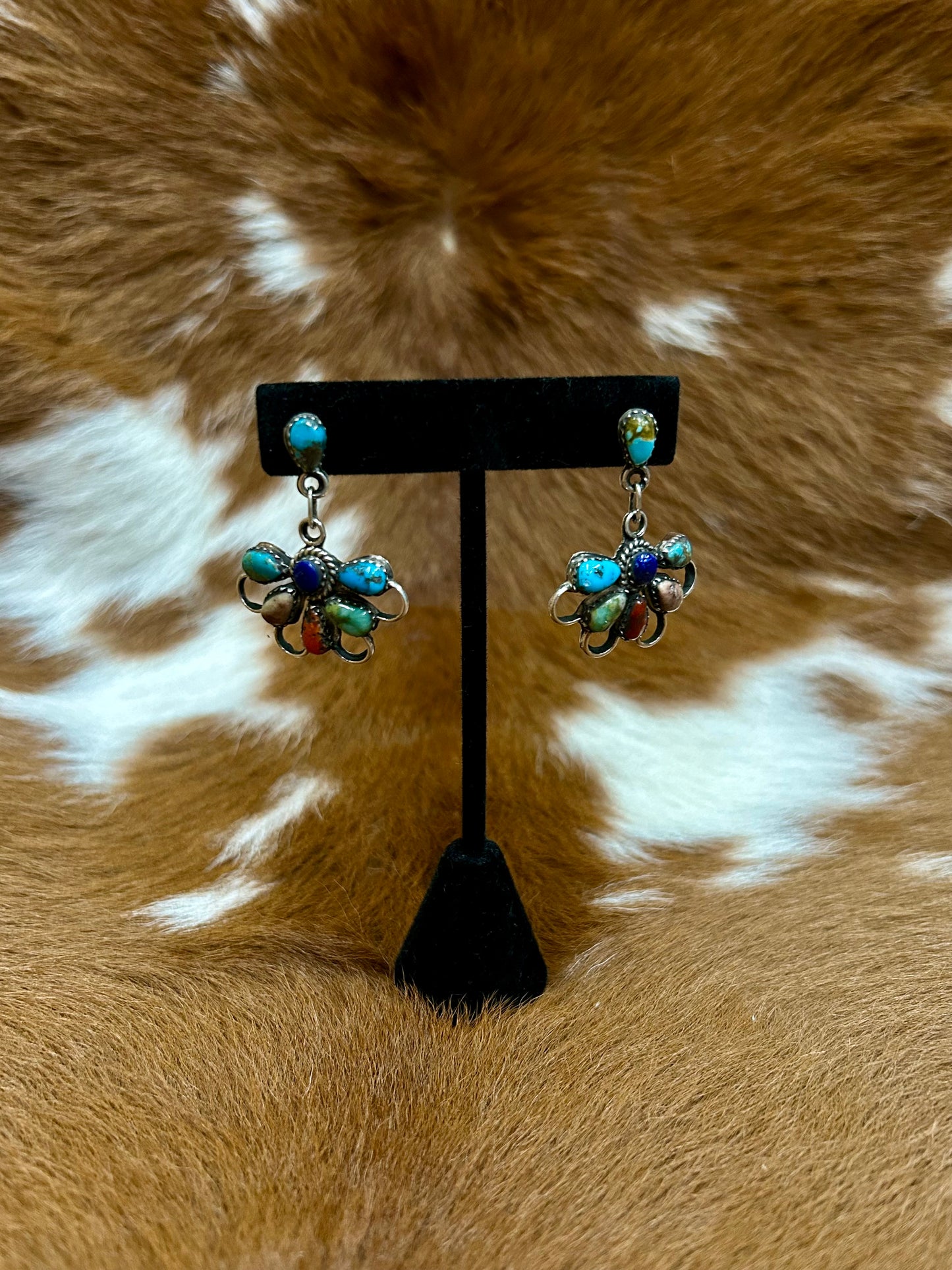 Mixed Stone Drop Fan Earring