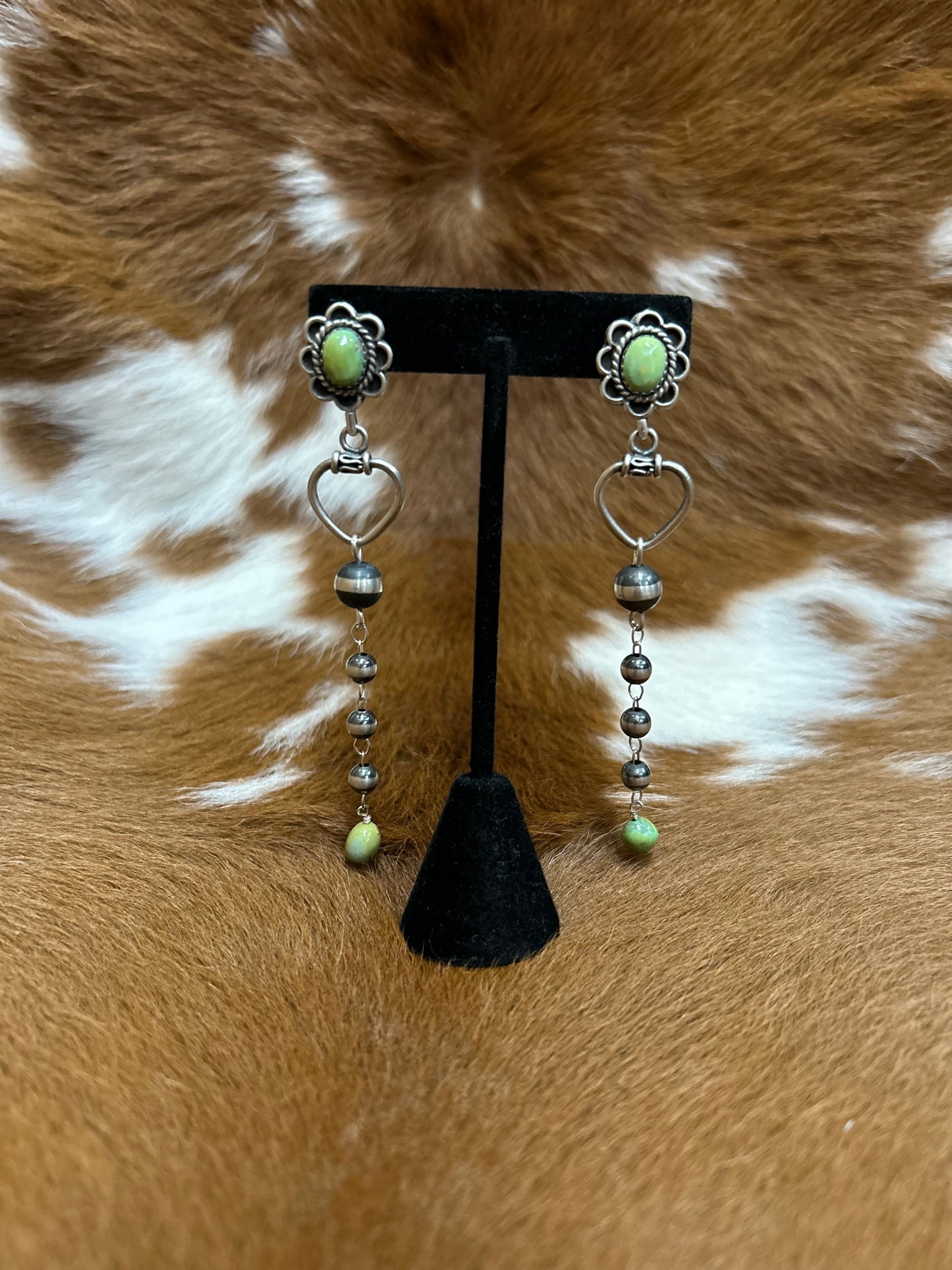 Green Turq Nav Chain Drop Earring