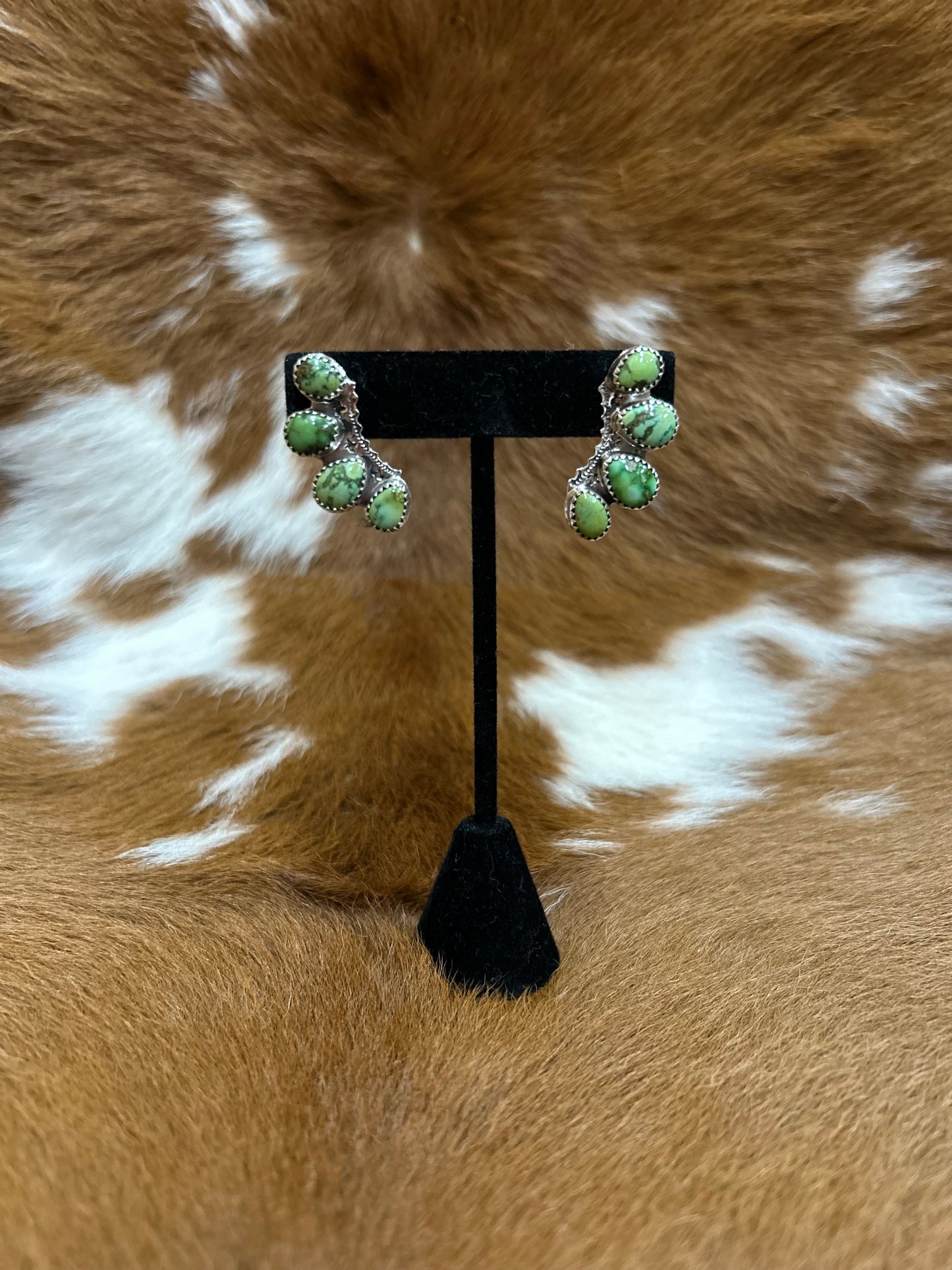 Green Turq 4 Stone Drop Stud
