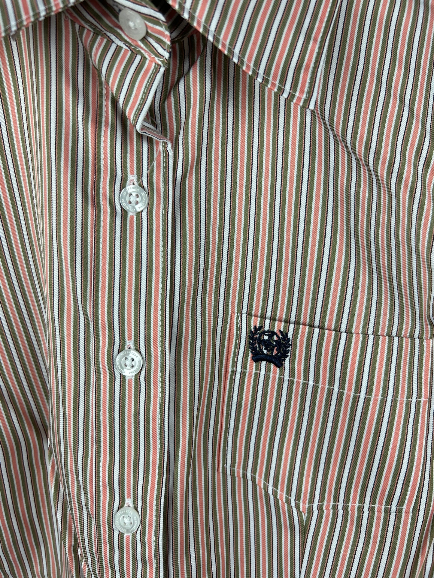 Olive & Coral Stripe Button Down