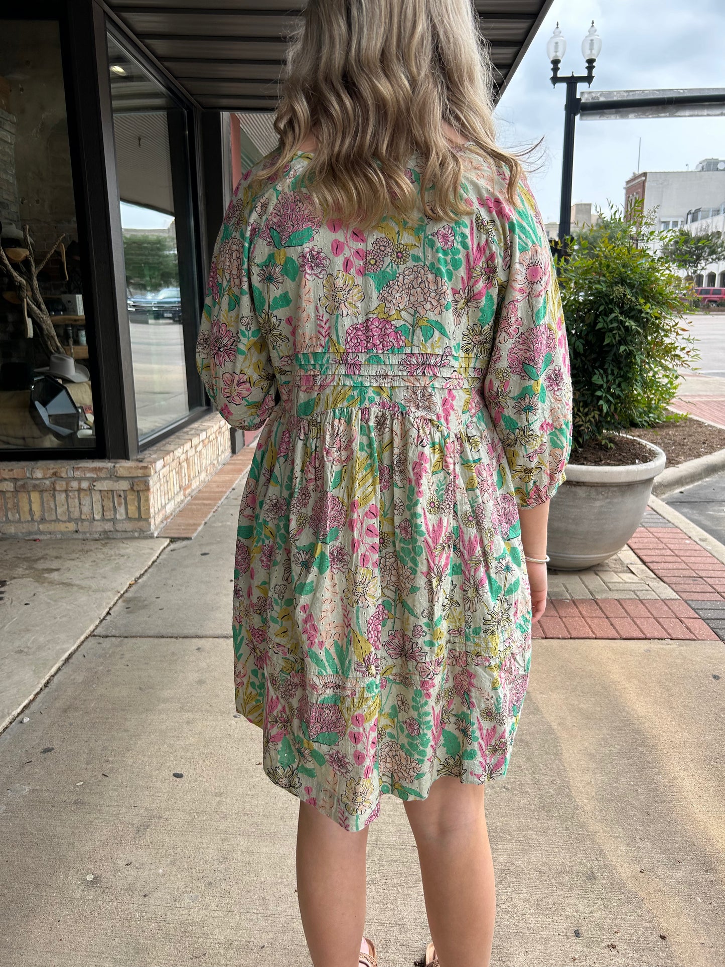 Pin Tucked Eyelet Dress