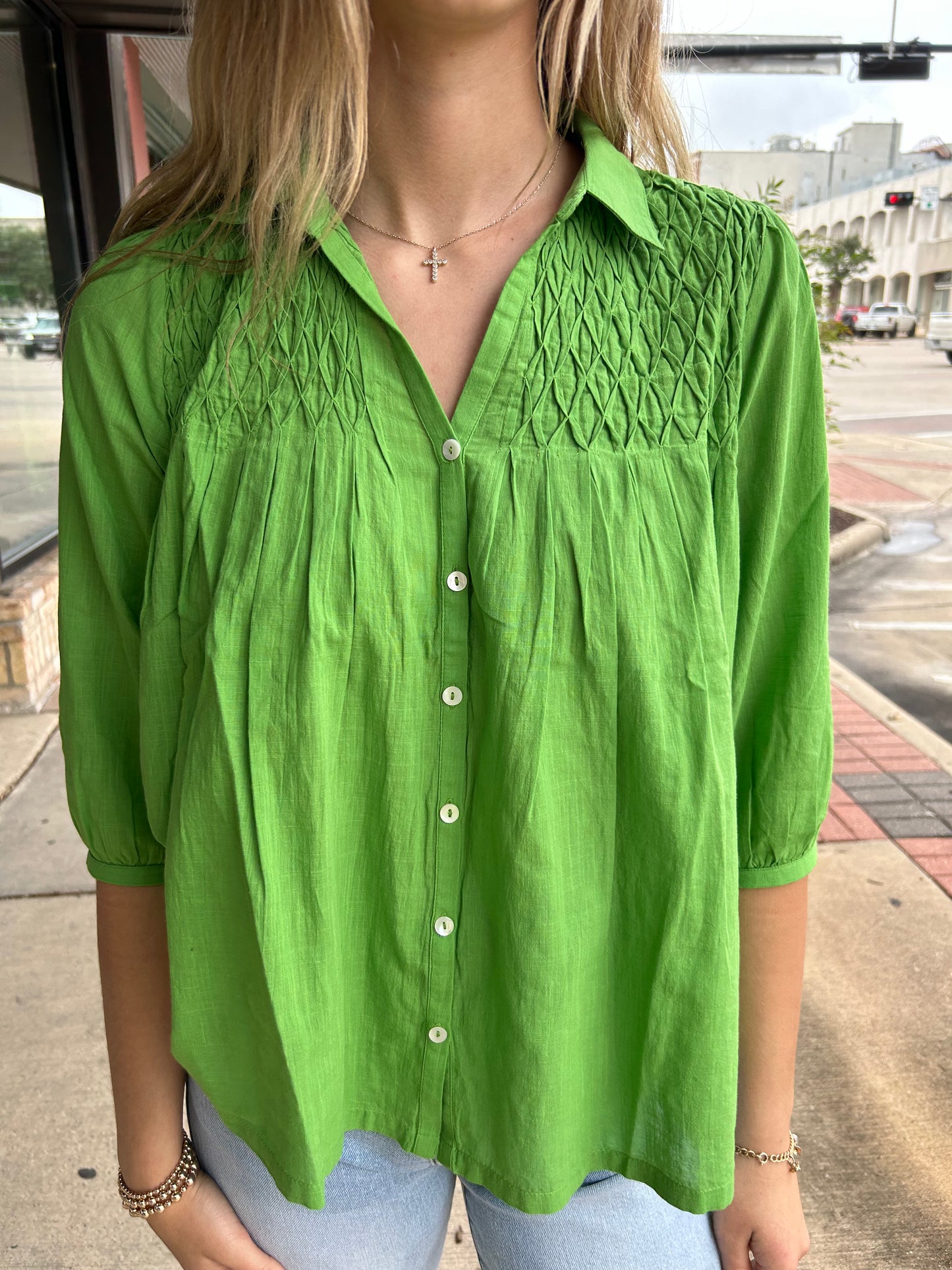 Smocked Yoke Top