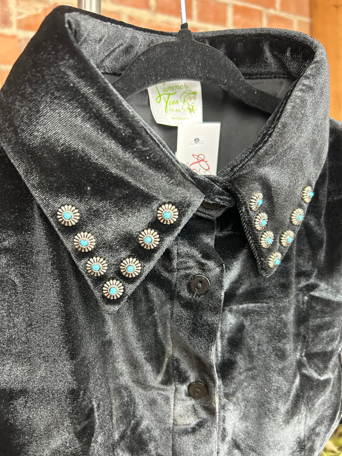 Turquoise Stone Black Velvet Corporate Collar