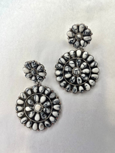 Double Howlite Cluster Earrings