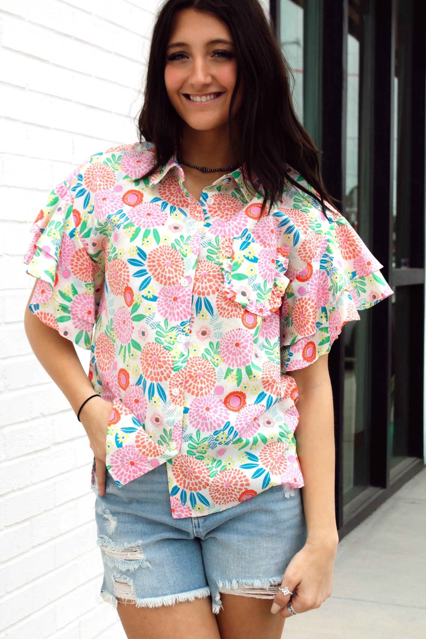 Double Flounce Sleeve Top