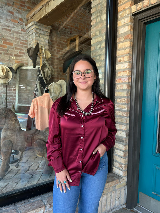Sagebrush Shirt - Wine/Blush