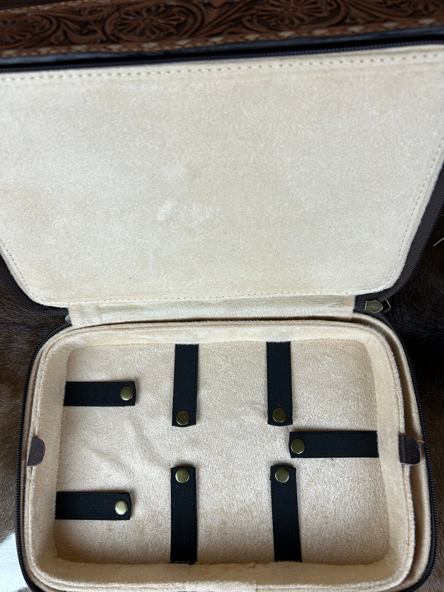 2 Layer Cowhide & Tooled Jewelry Box