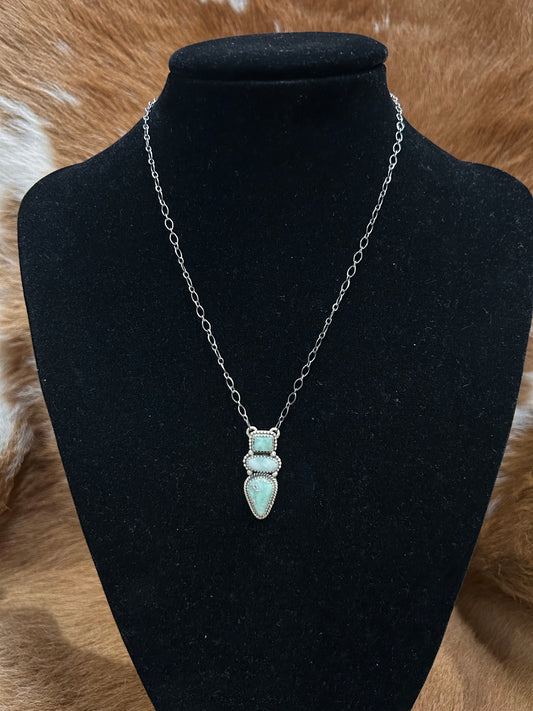3 Stone Varscite Drop Necklace