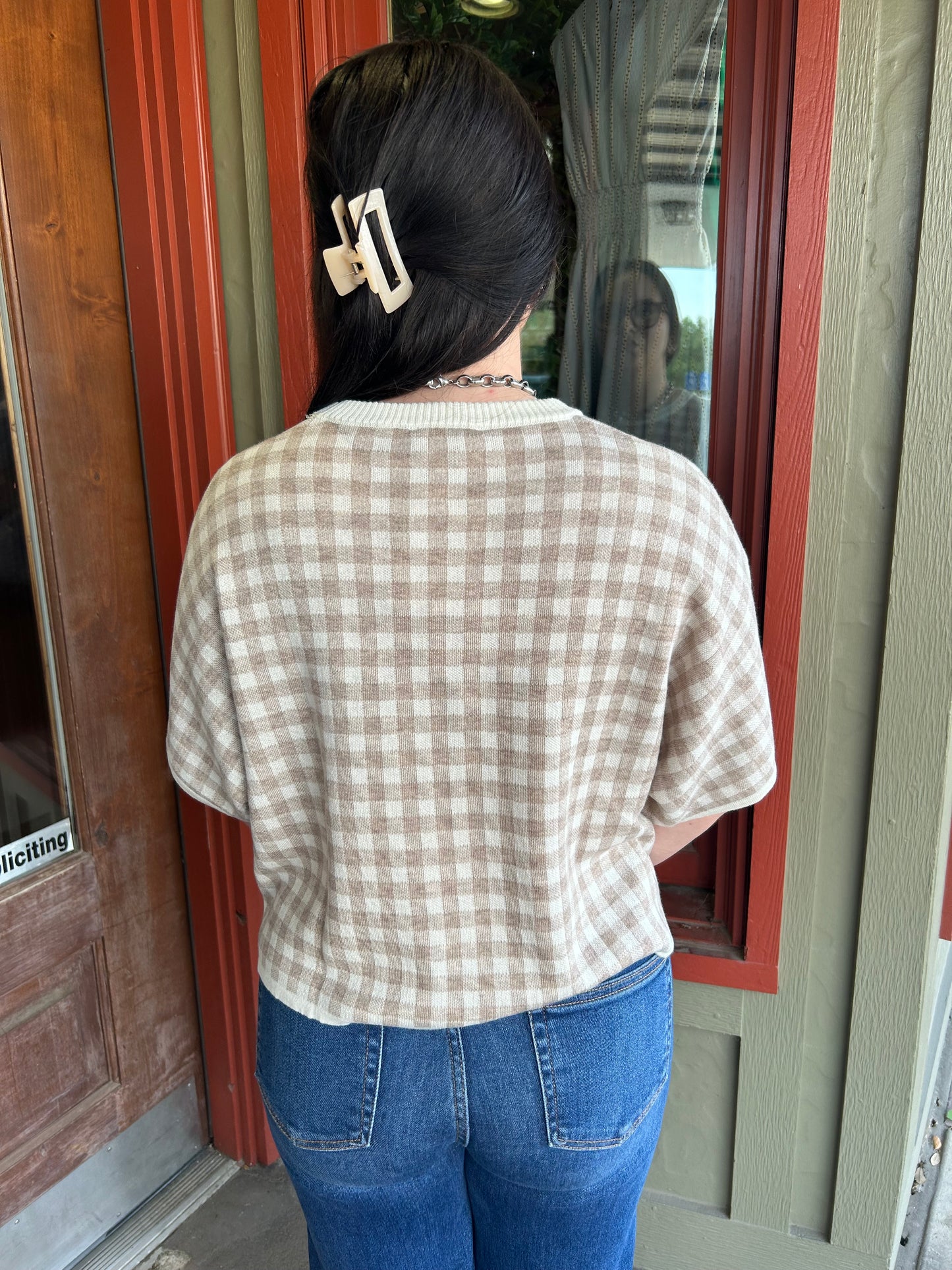 Gingham Knit Top